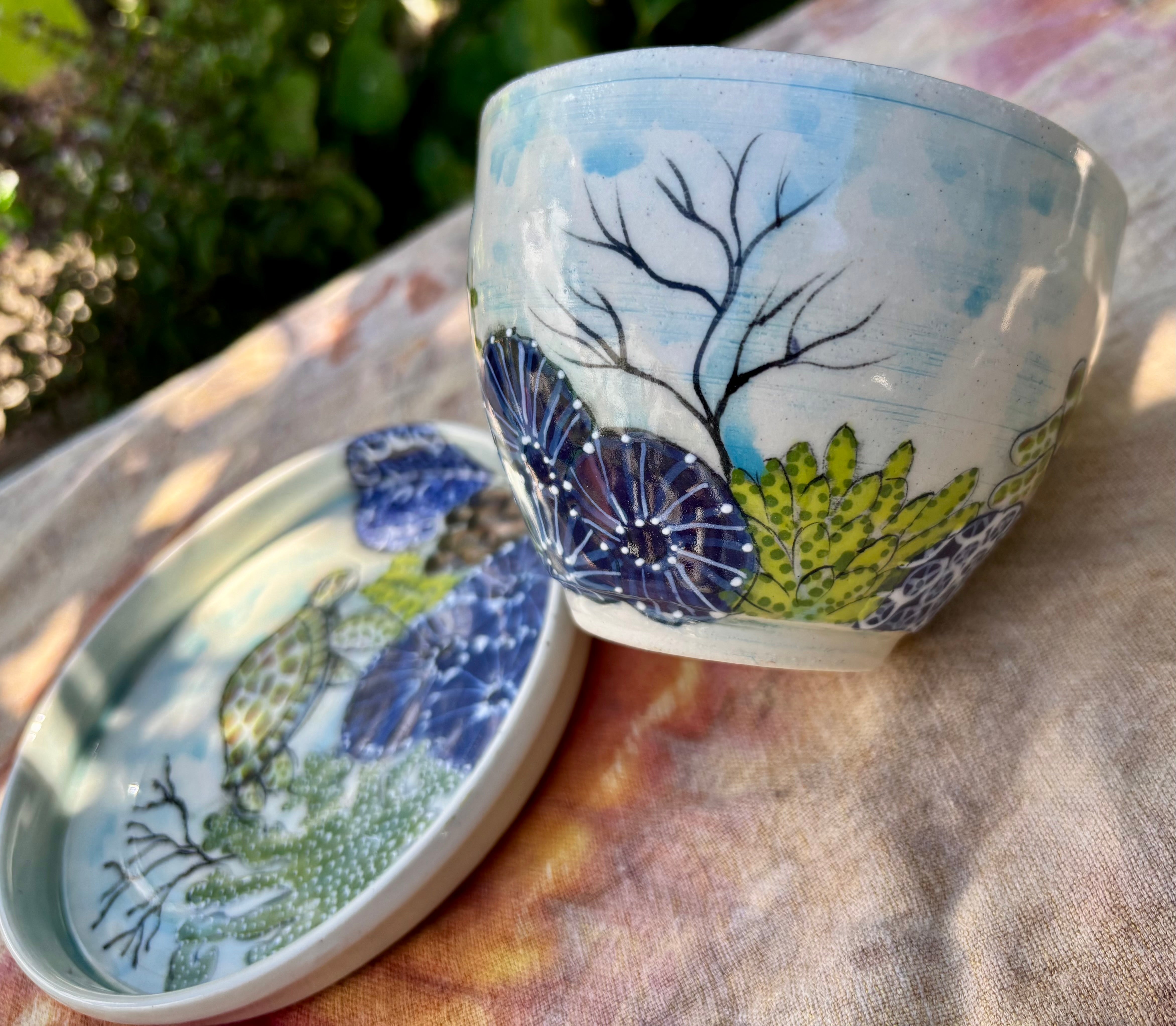 Sea turtle plate and bowl set