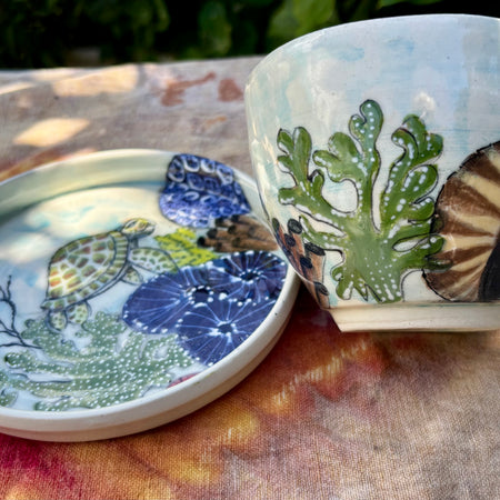 Sea turtle plate and bowl set