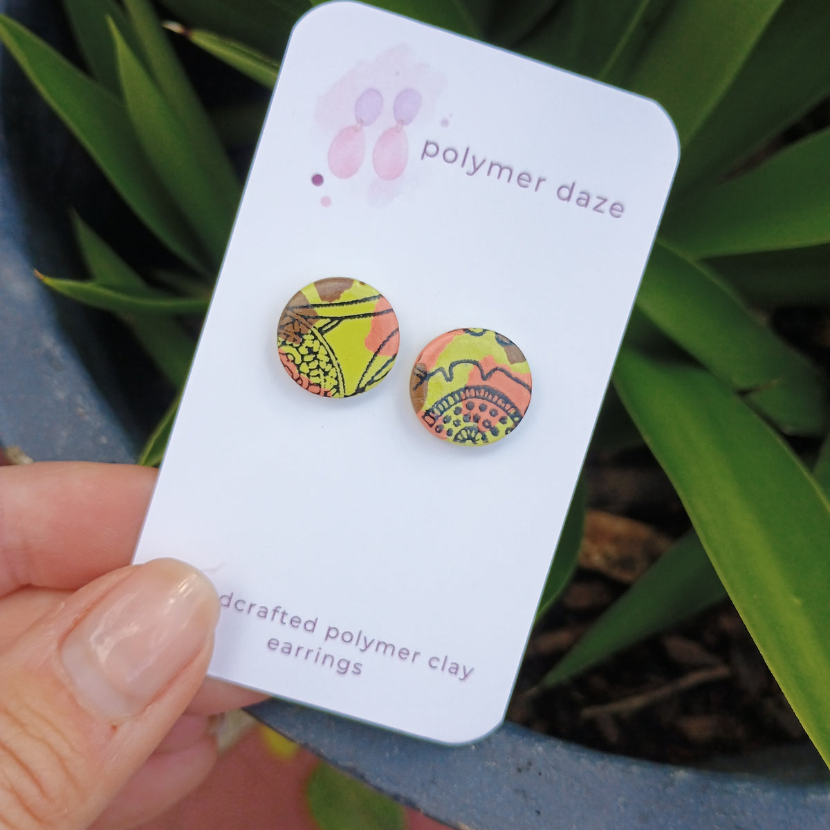 Painted floral studs