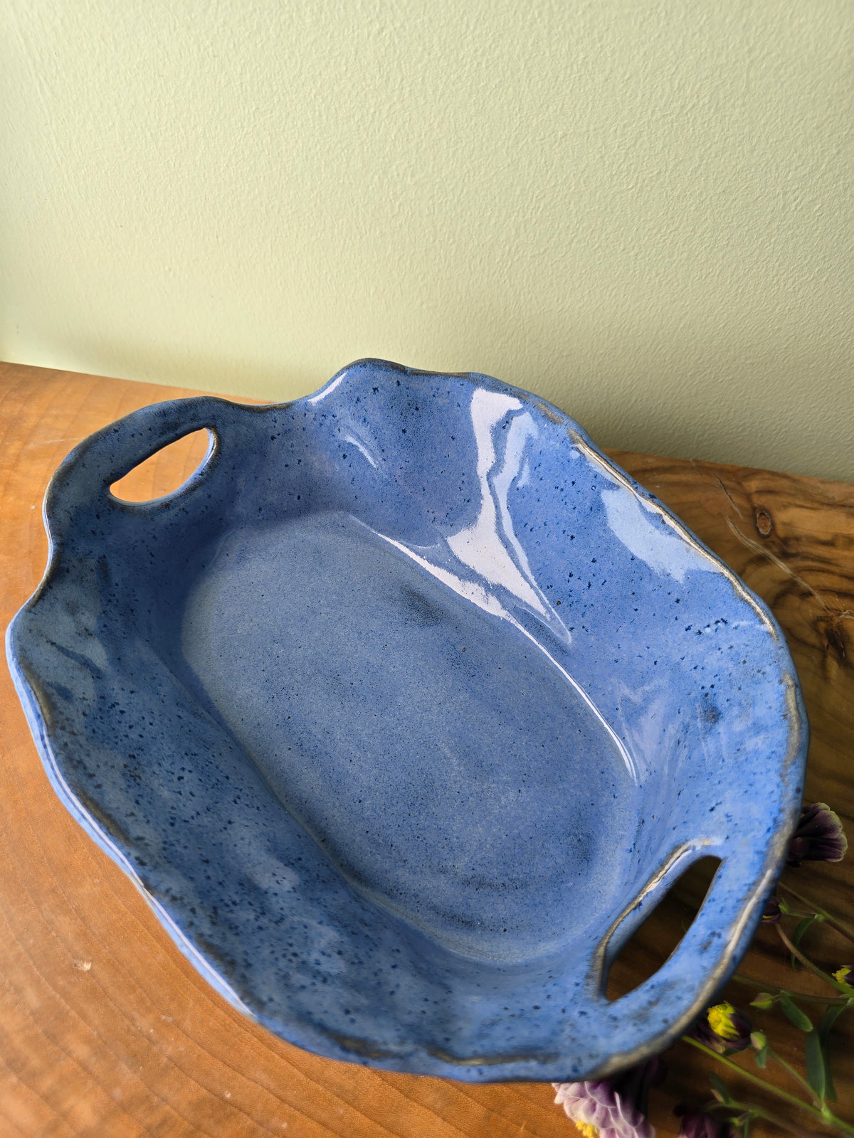 Pretty blue serving dish