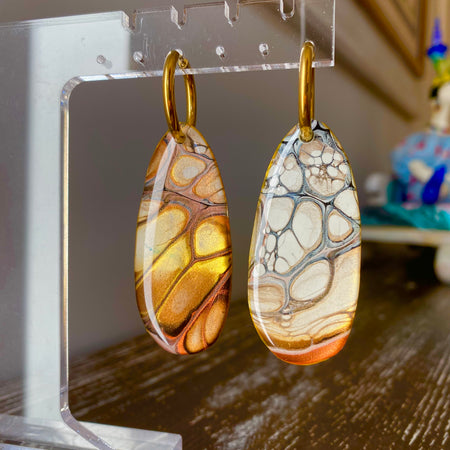 Chocolate Copper and Gold Hoop Earrings