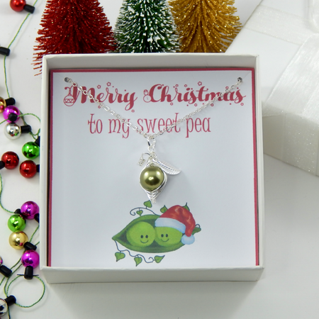 Sweet Pea In A Pod Christmas Necklace