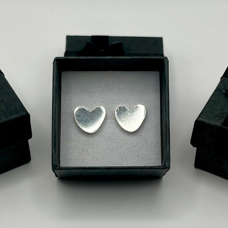 Handmade Silver Heart Studs – Small Hearts, Big Meaning
