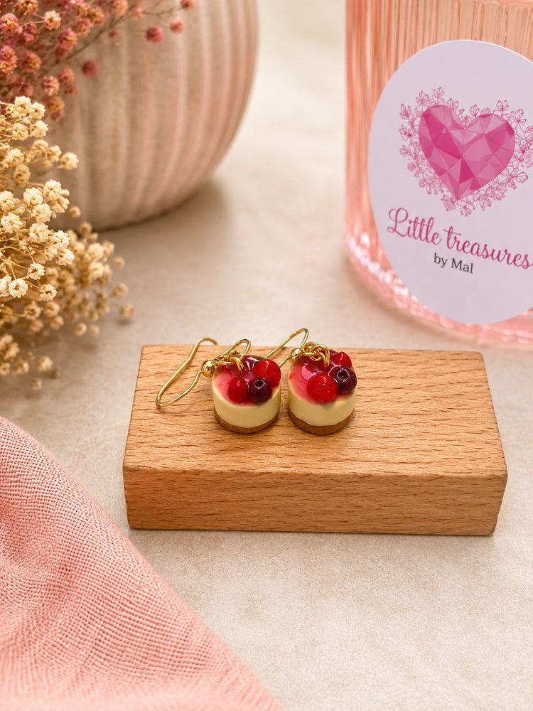 Handcrafted Berry Cheesecake earrings
