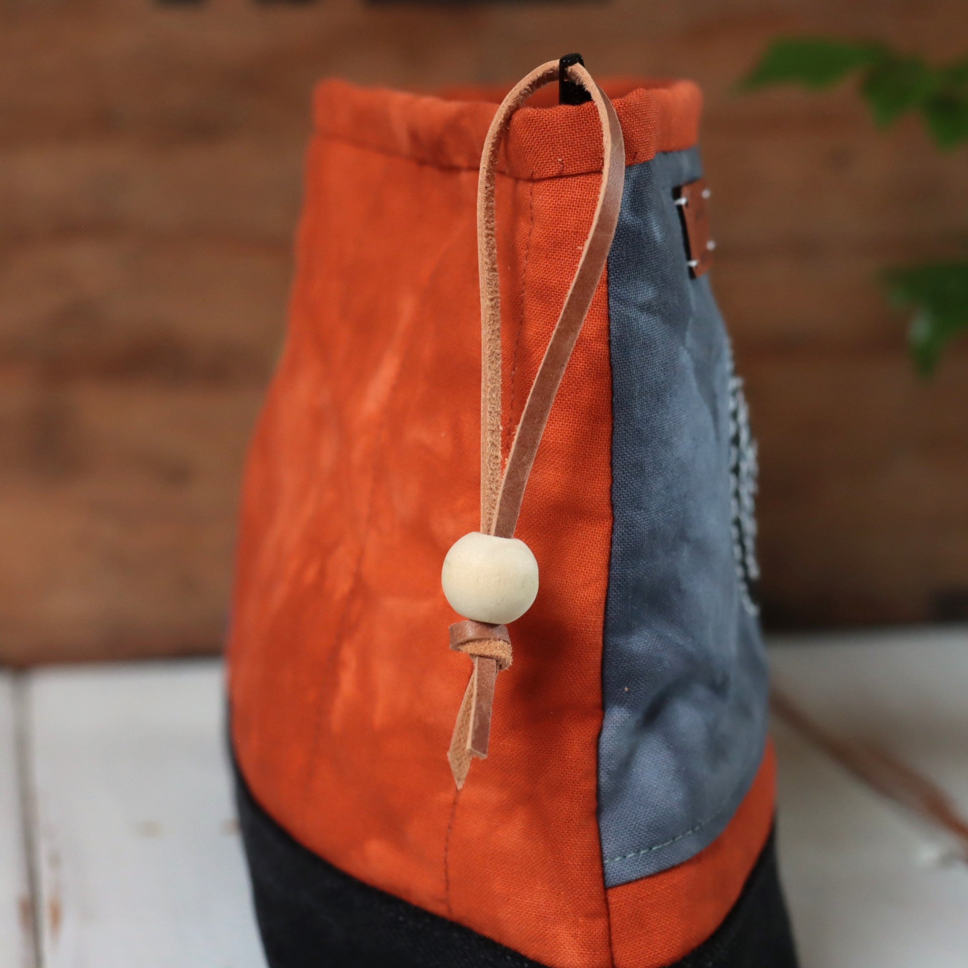 Hand Dyed Zipper Bag, Makeup Bag, Sewing Pouch, Ochre and Charcoal