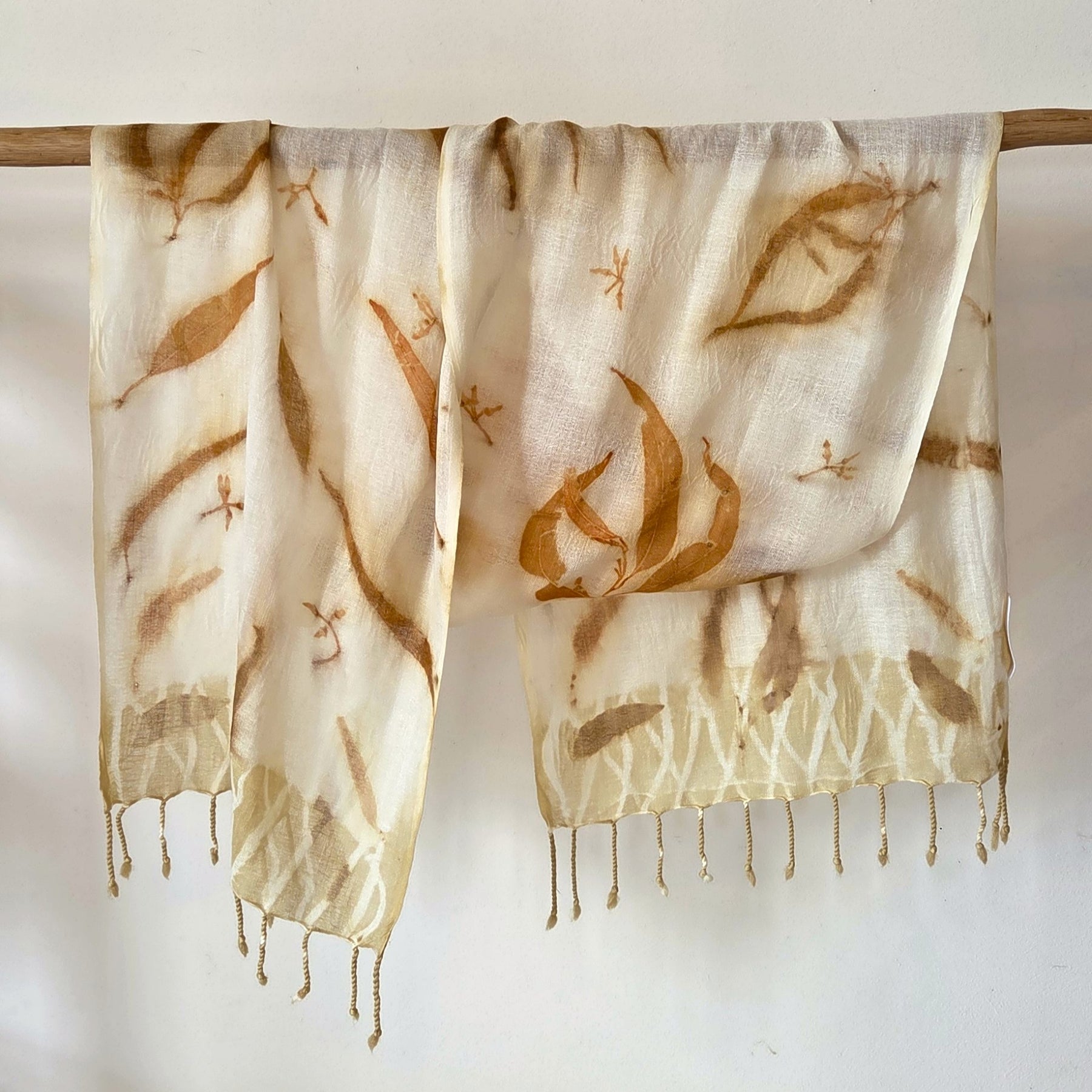 The Kirra - Pure Fine Handloomed Wool Ecoprint Scarf/Wrap