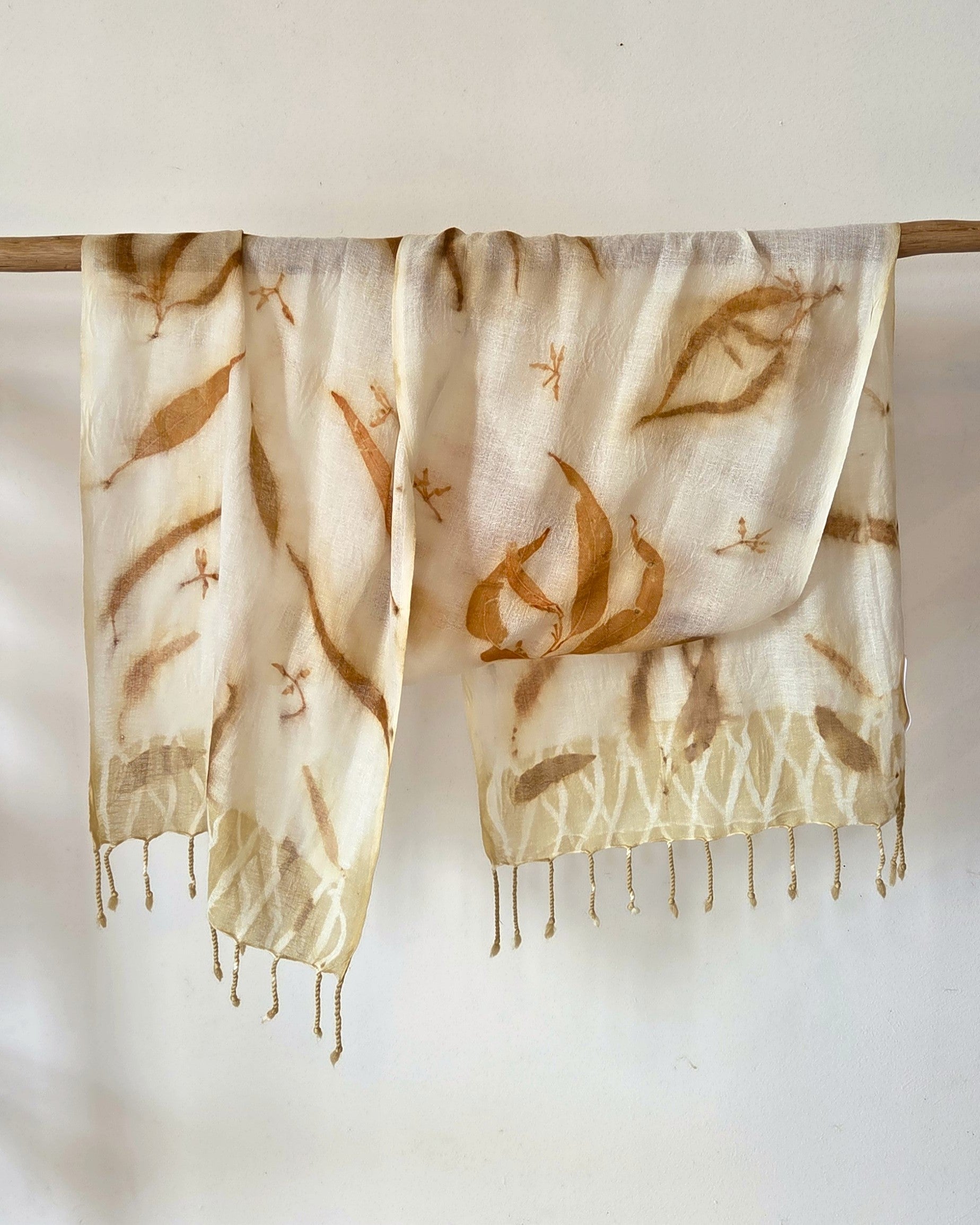The Kirra - Pure Fine Handloomed Wool Ecoprint Scarf/Wrap