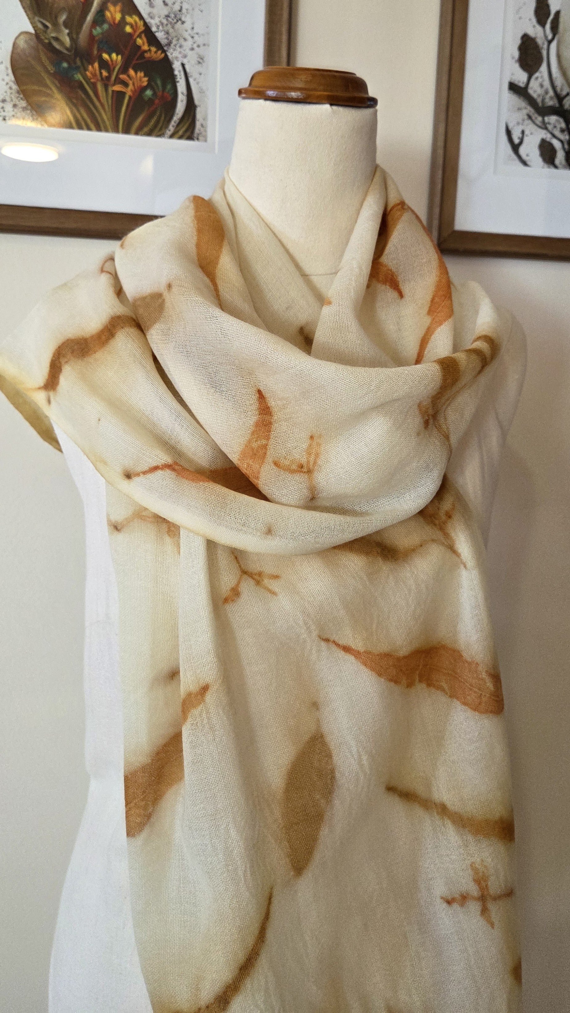 The Kirra - Pure Fine Handloomed Wool Ecoprint Scarf/Wrap