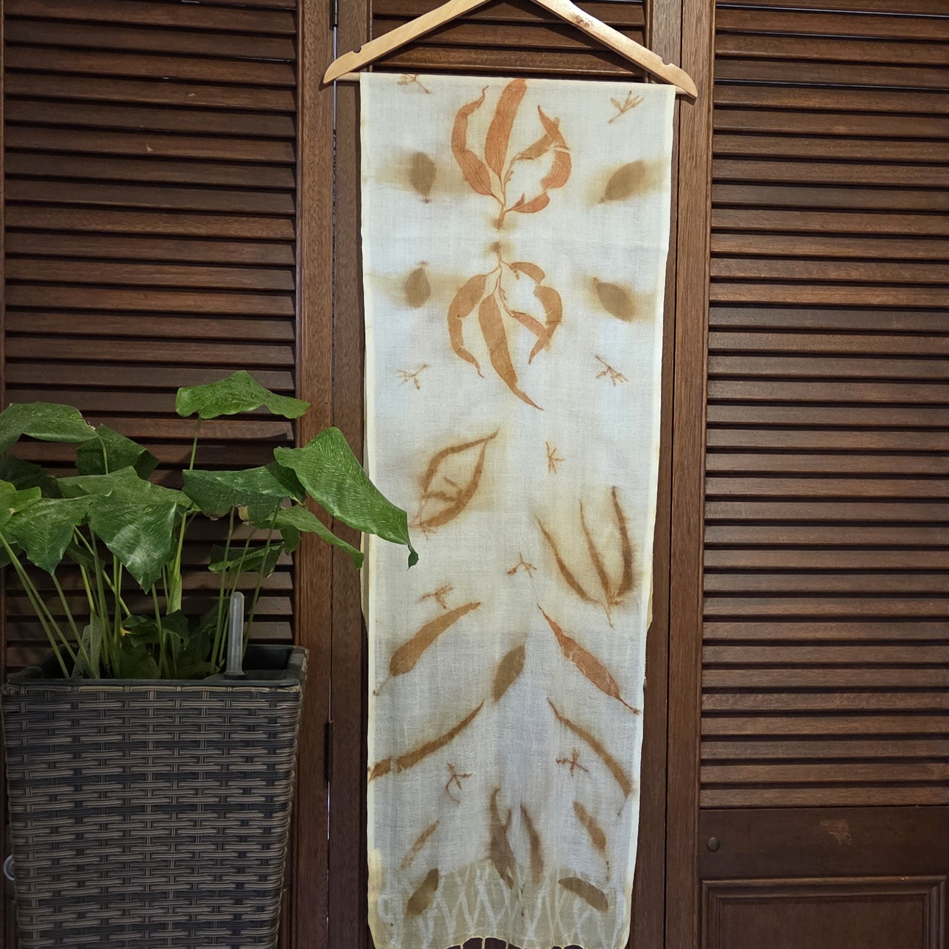 The Kirra - Pure Fine Handloomed Wool Ecoprint Scarf/Wrap