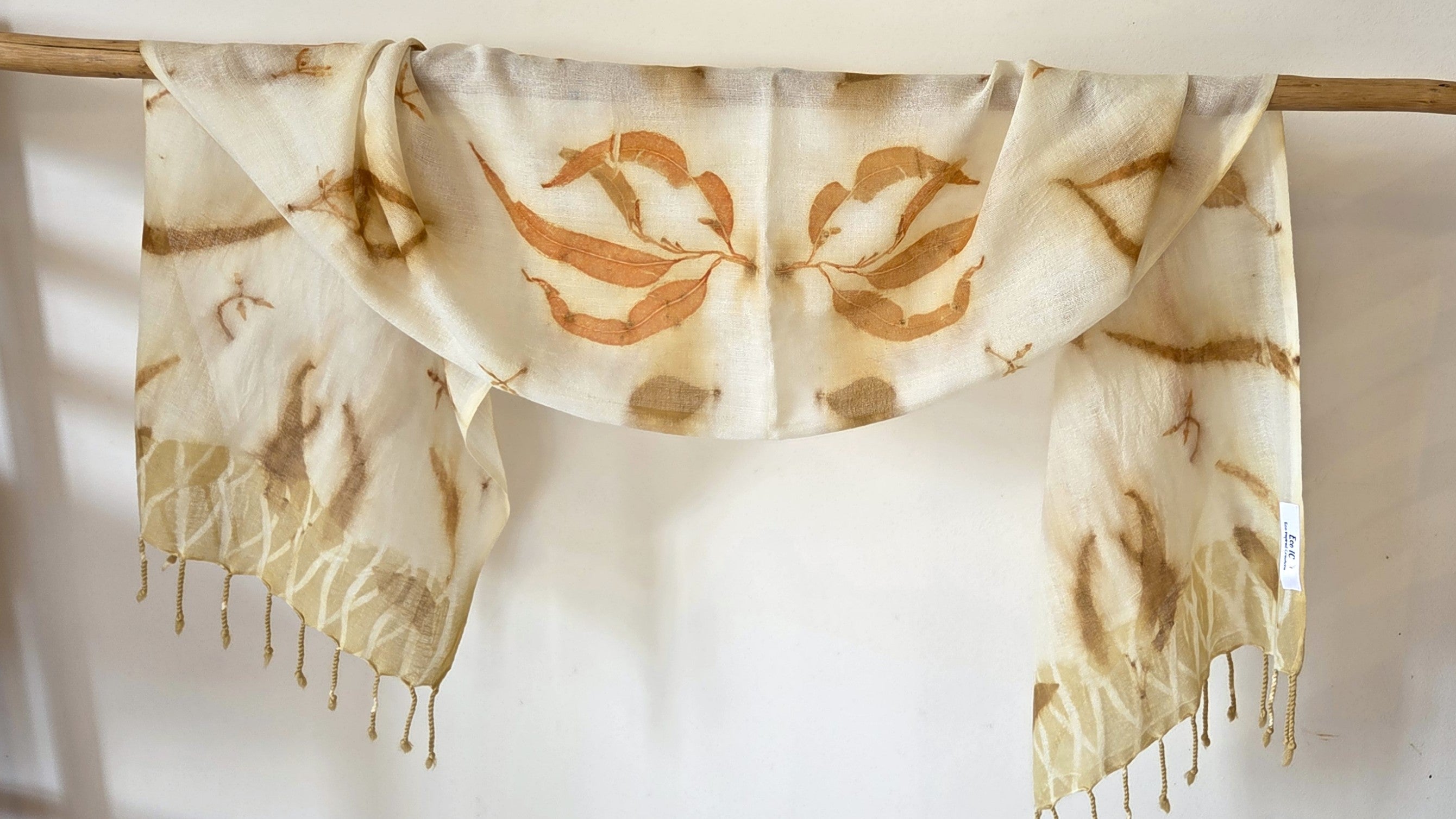 The Kirra - Pure Fine Handloomed Wool Ecoprint Scarf/Wrap