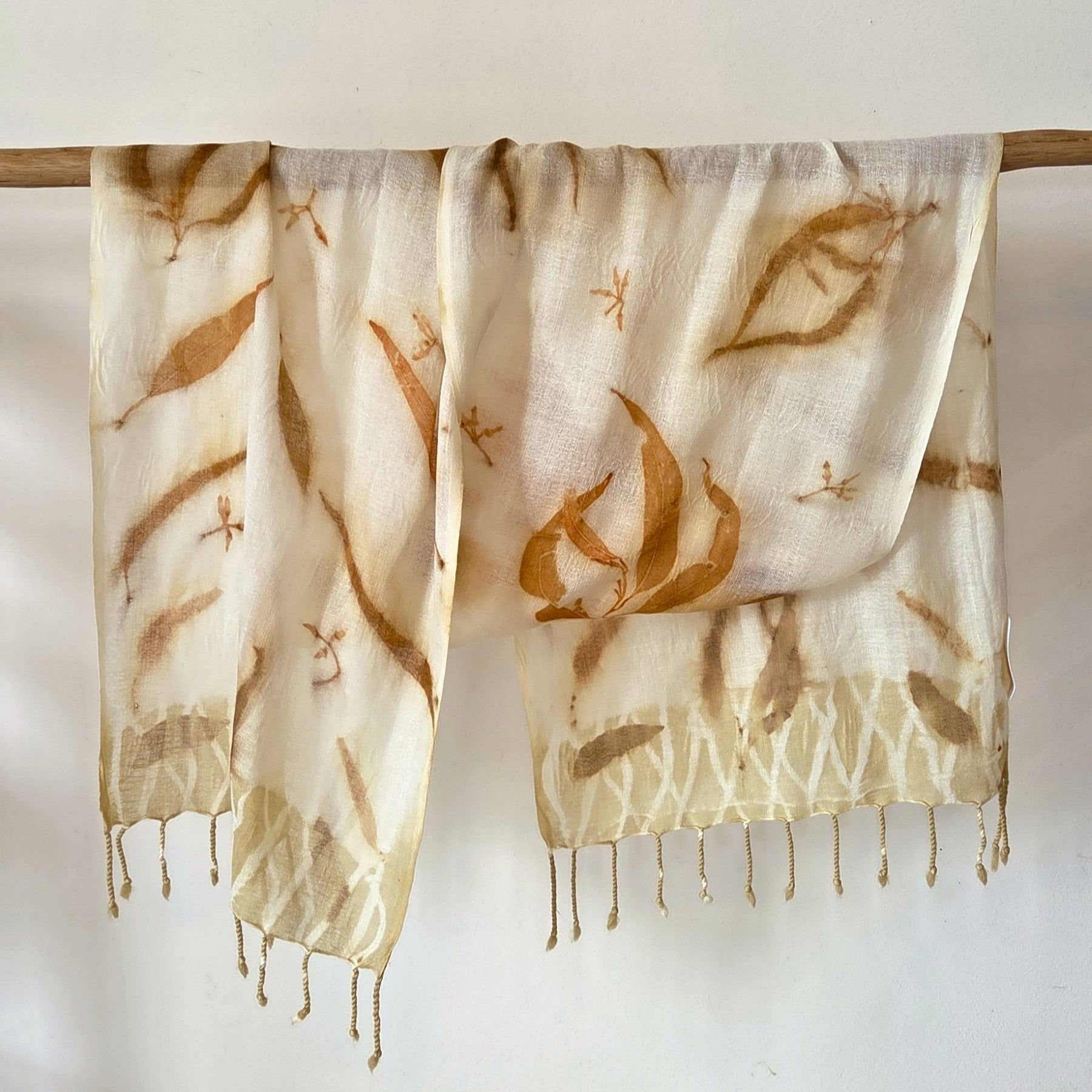 The Kirra - Pure Fine Handloomed Wool Ecoprint Scarf/Wrap