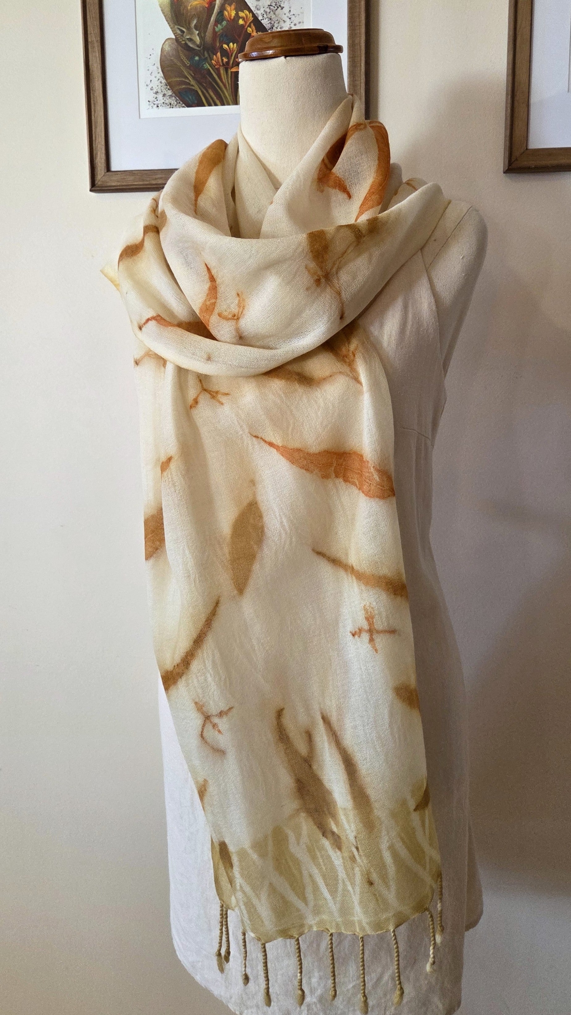 The Kirra - Pure Fine Handloomed Wool Ecoprint Scarf/Wrap
