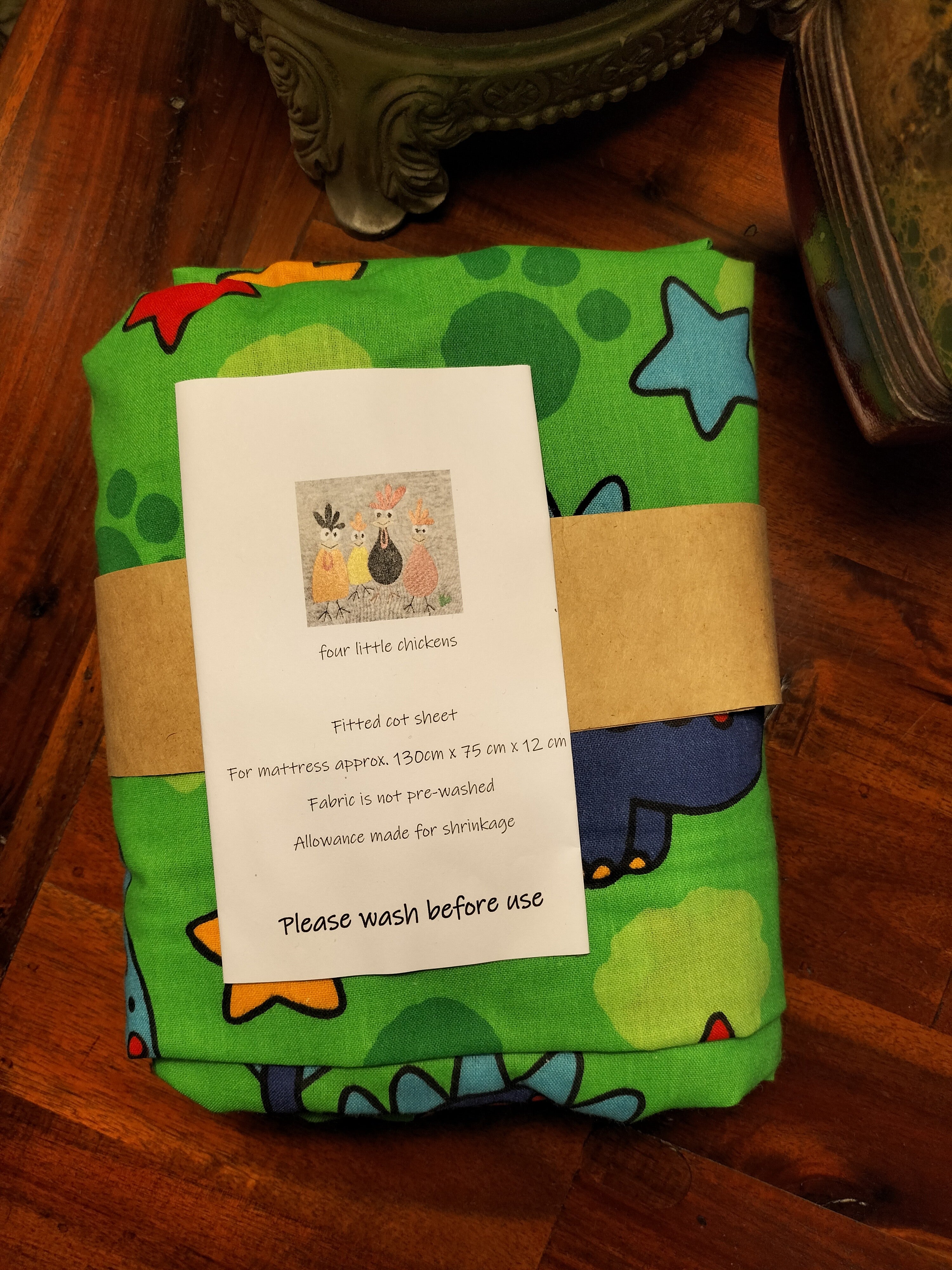 FITTED COT SHEETS - GREEN DINOSAURS