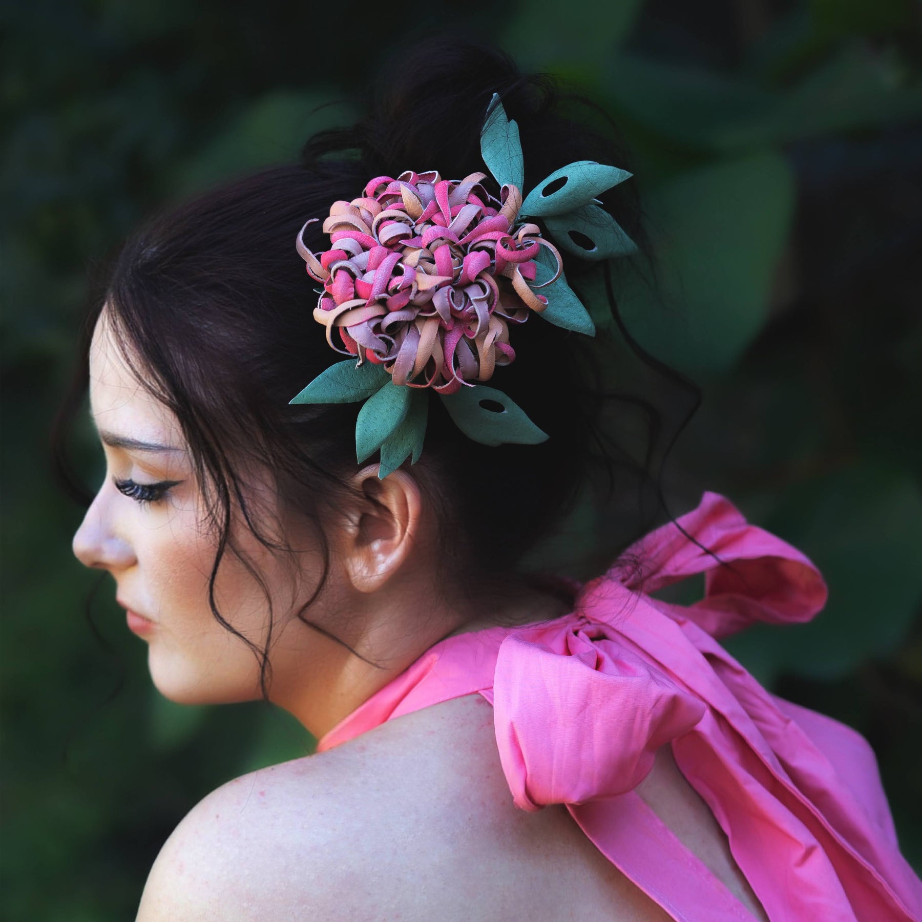 Leather Chrysanthemum “Wild Petals”, Flower Brooch,  Corsage Flower