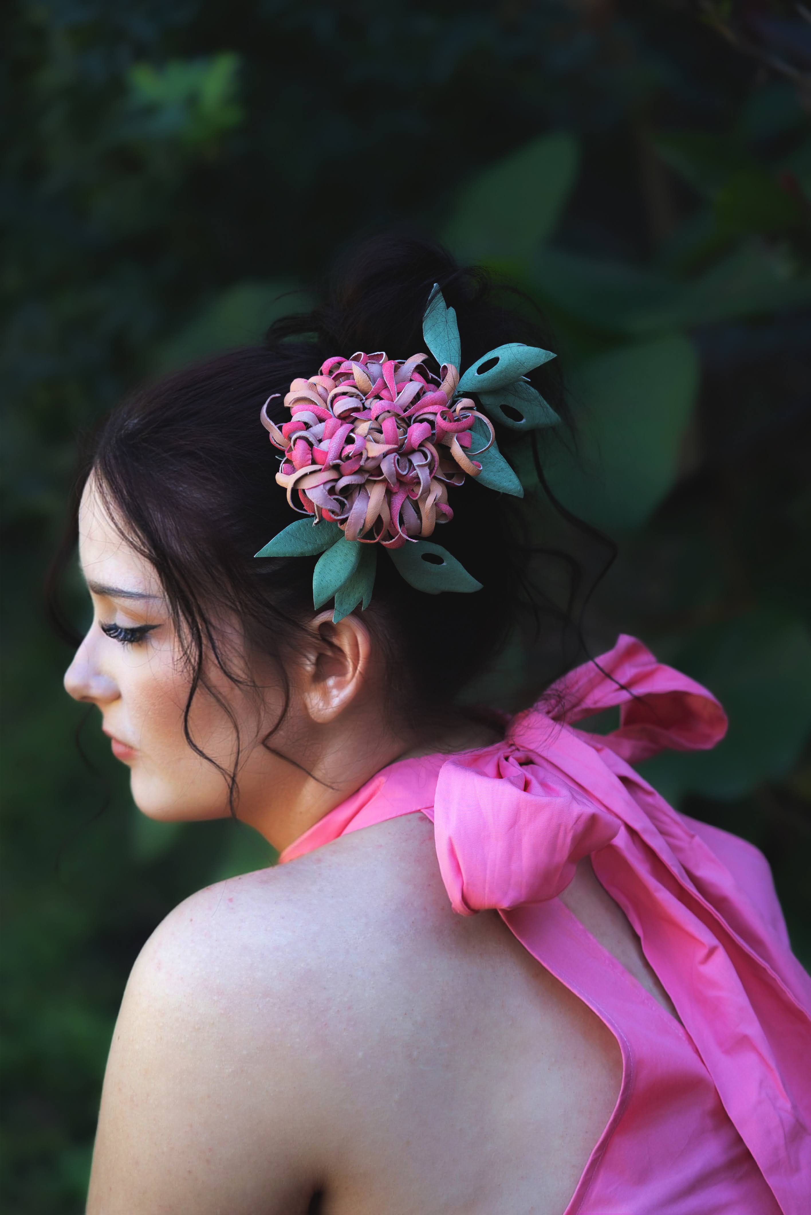Leather Chrysanthemum “Wild Petals”, Flower Brooch,  Corsage Flower
