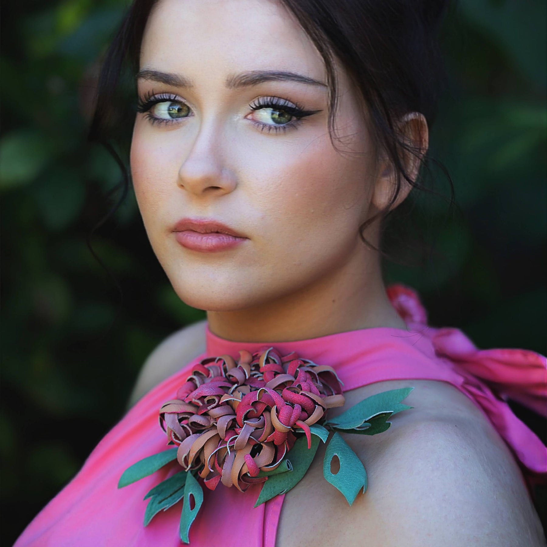Leather Chrysanthemum “Wild Petals”, Flower Brooch,  Corsage Flower