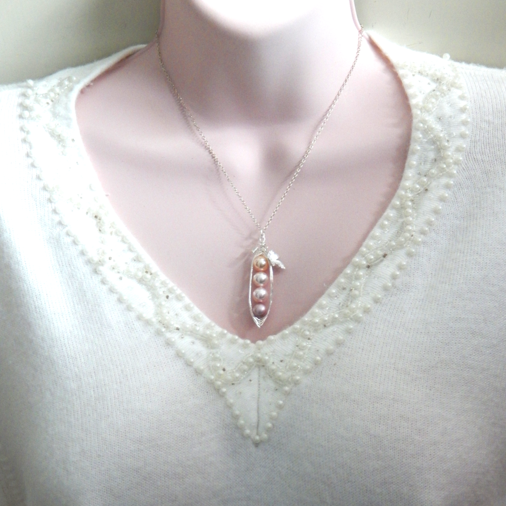 Four Peas In A Pod Necklace, Select Your Desired Pearls
