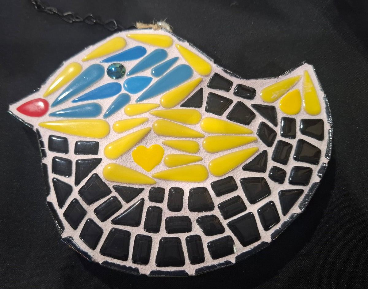 Cutie Yellow & Black Mosaic Bird