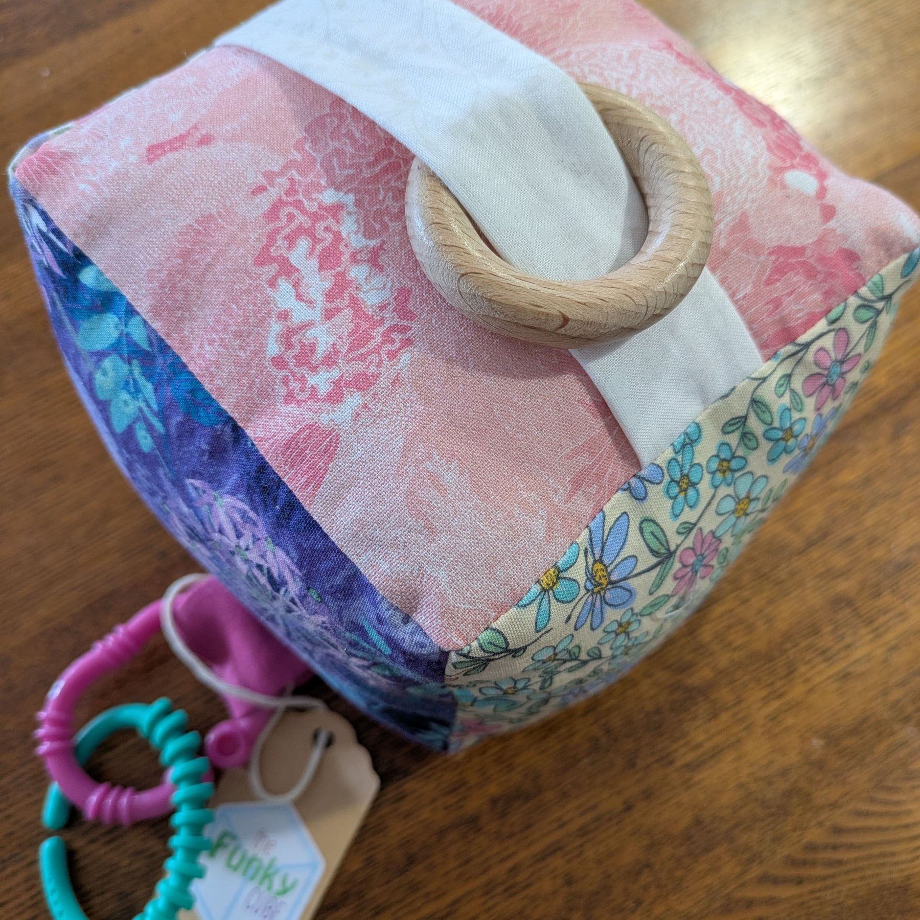 Dragon Fly, Floral, Pink Check Soft Baby Cube