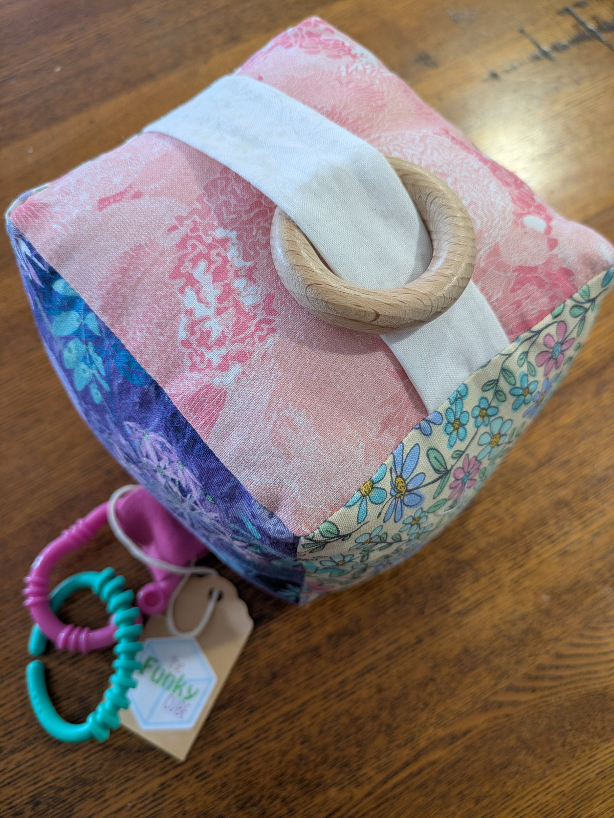 Dragon Fly, Floral, Pink Check Soft Baby Cube