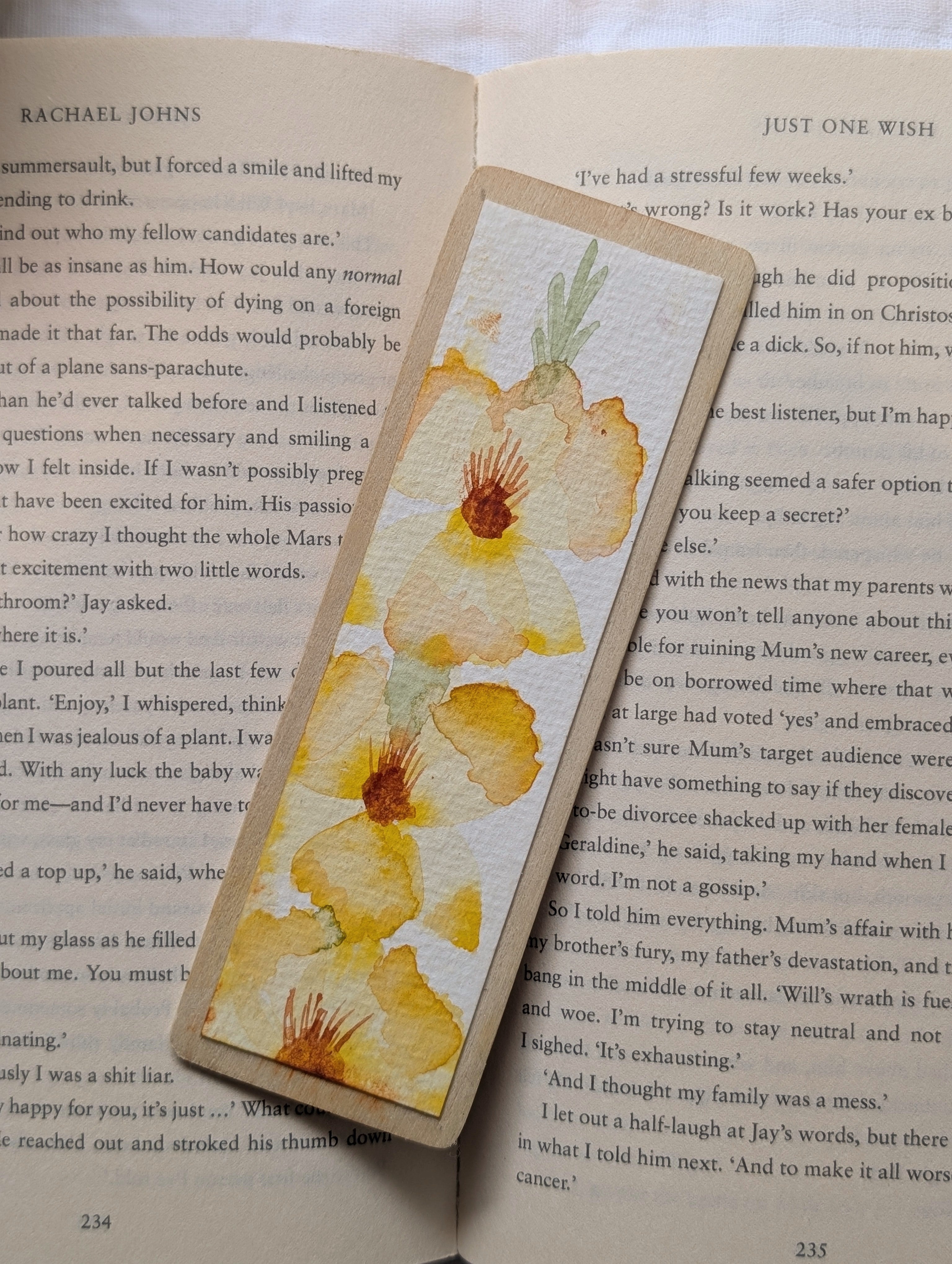 Hand-Painted Gladiolus Wooden Bookmark | Original Watercolour Art | Handmade Gift for Book Lovers