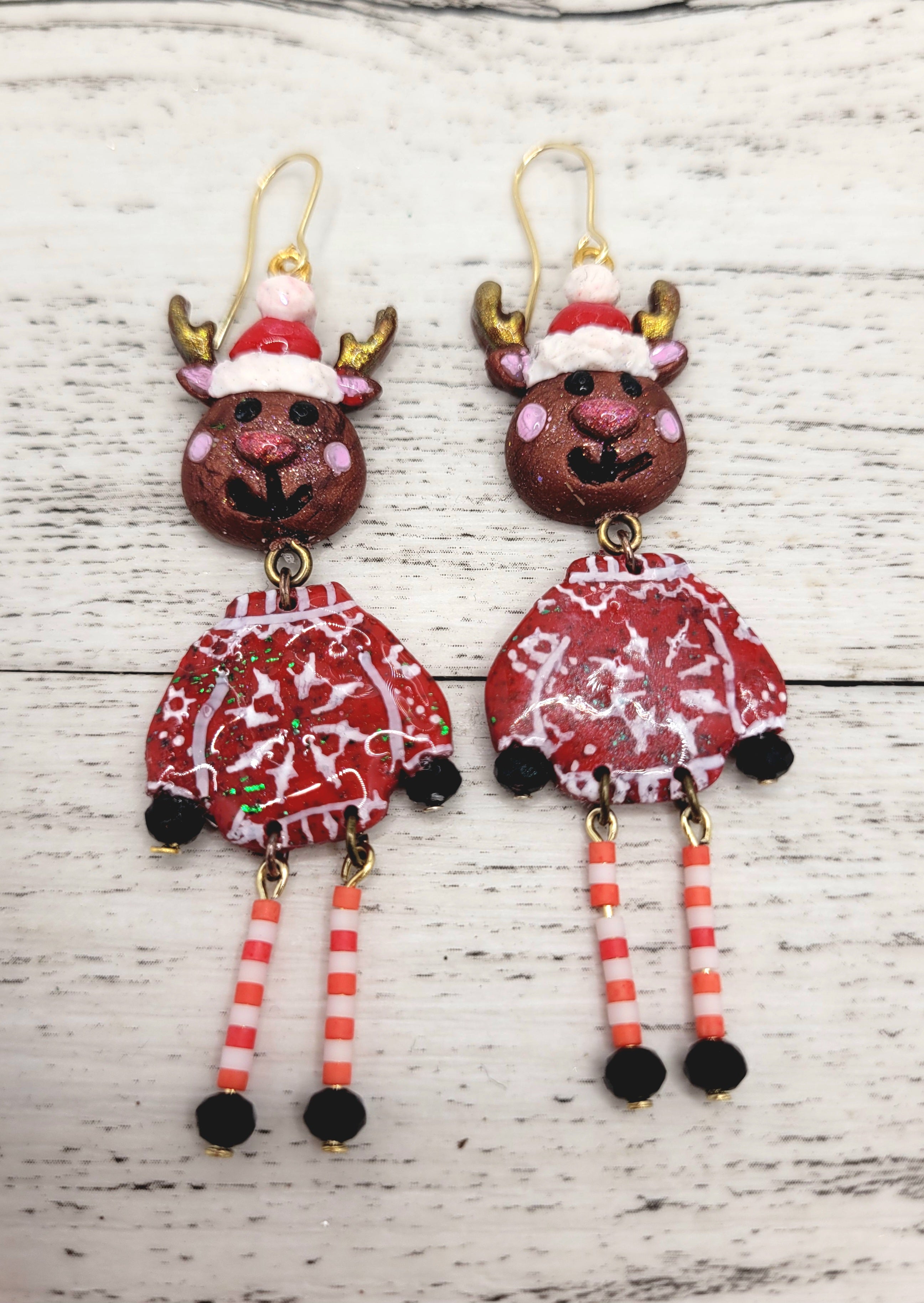 Dancing Christmas Reindeer Earrings