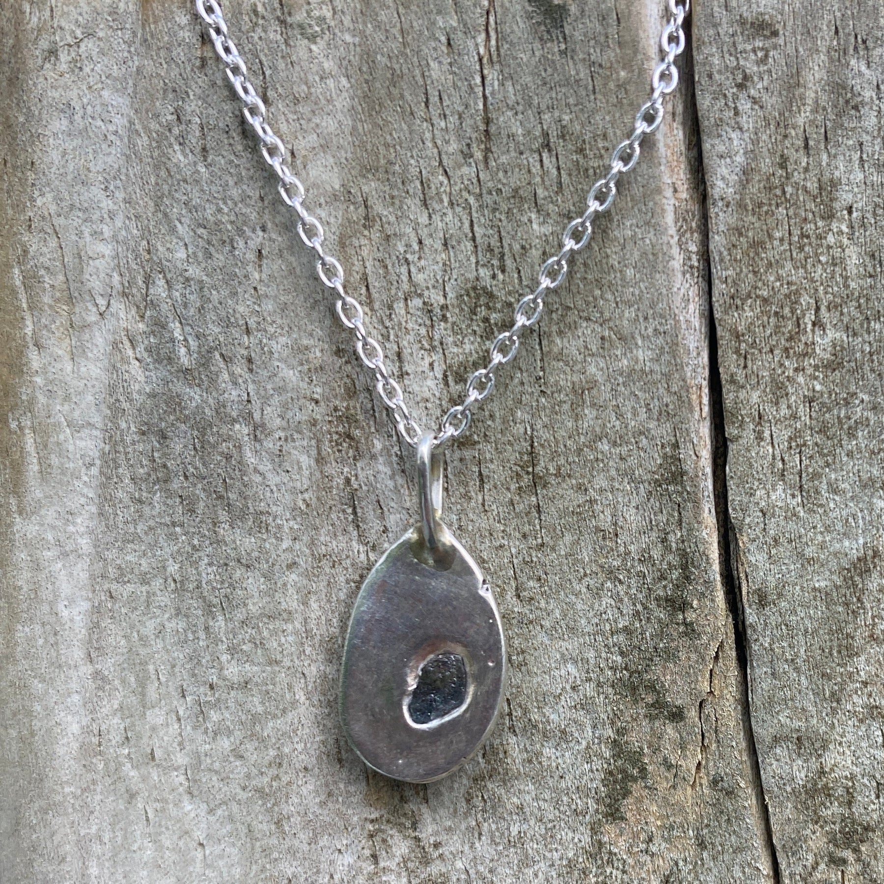 Green Sapphire Rockpool Pendant — Sterling Silver with Australian Sapphire