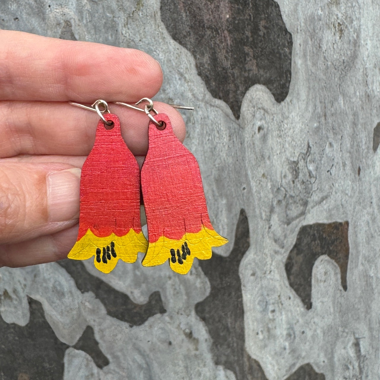 Christmas Bell Flower Hand Painted Earrings