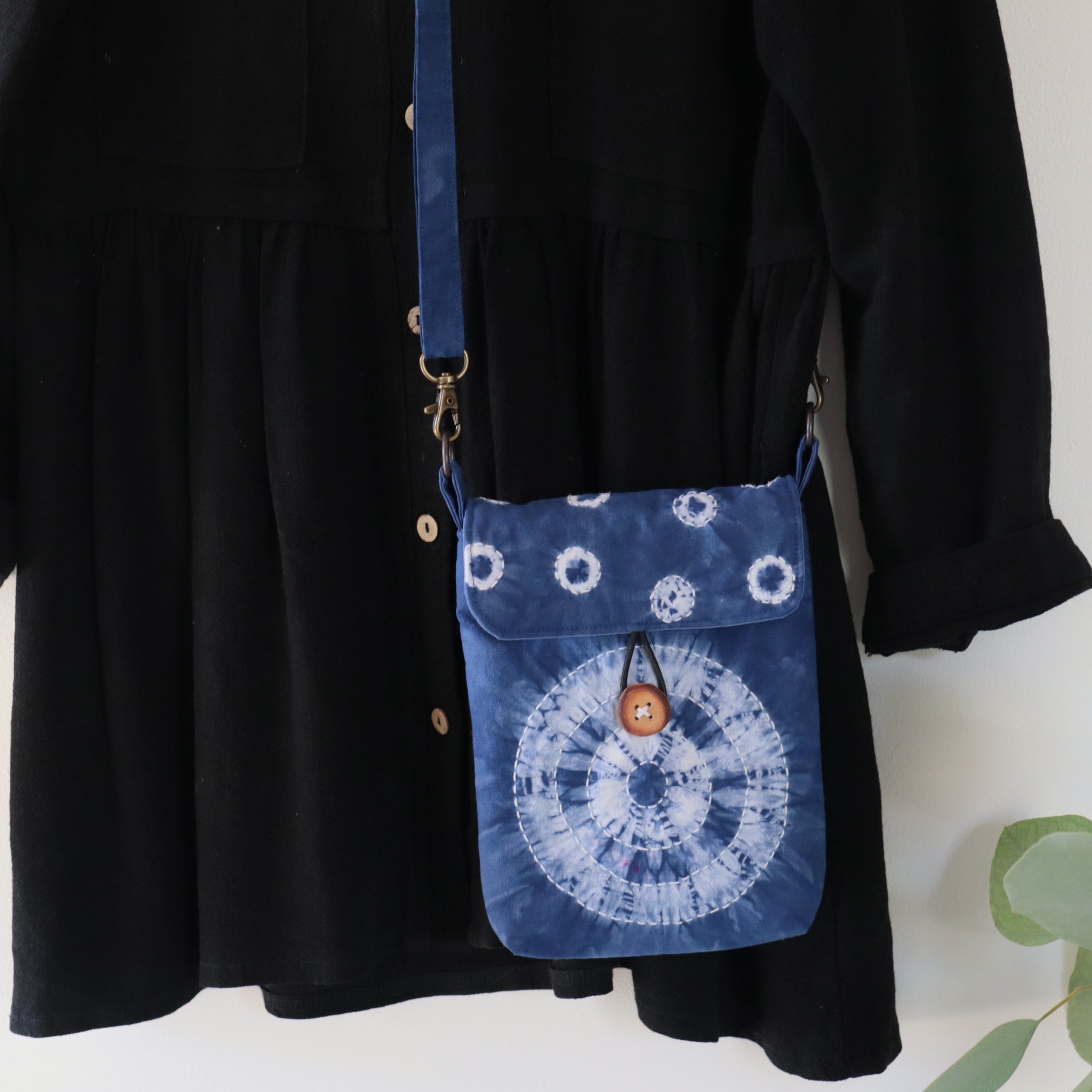 Tie Dyed Small Messenger/Cross Body Bag, Indigo