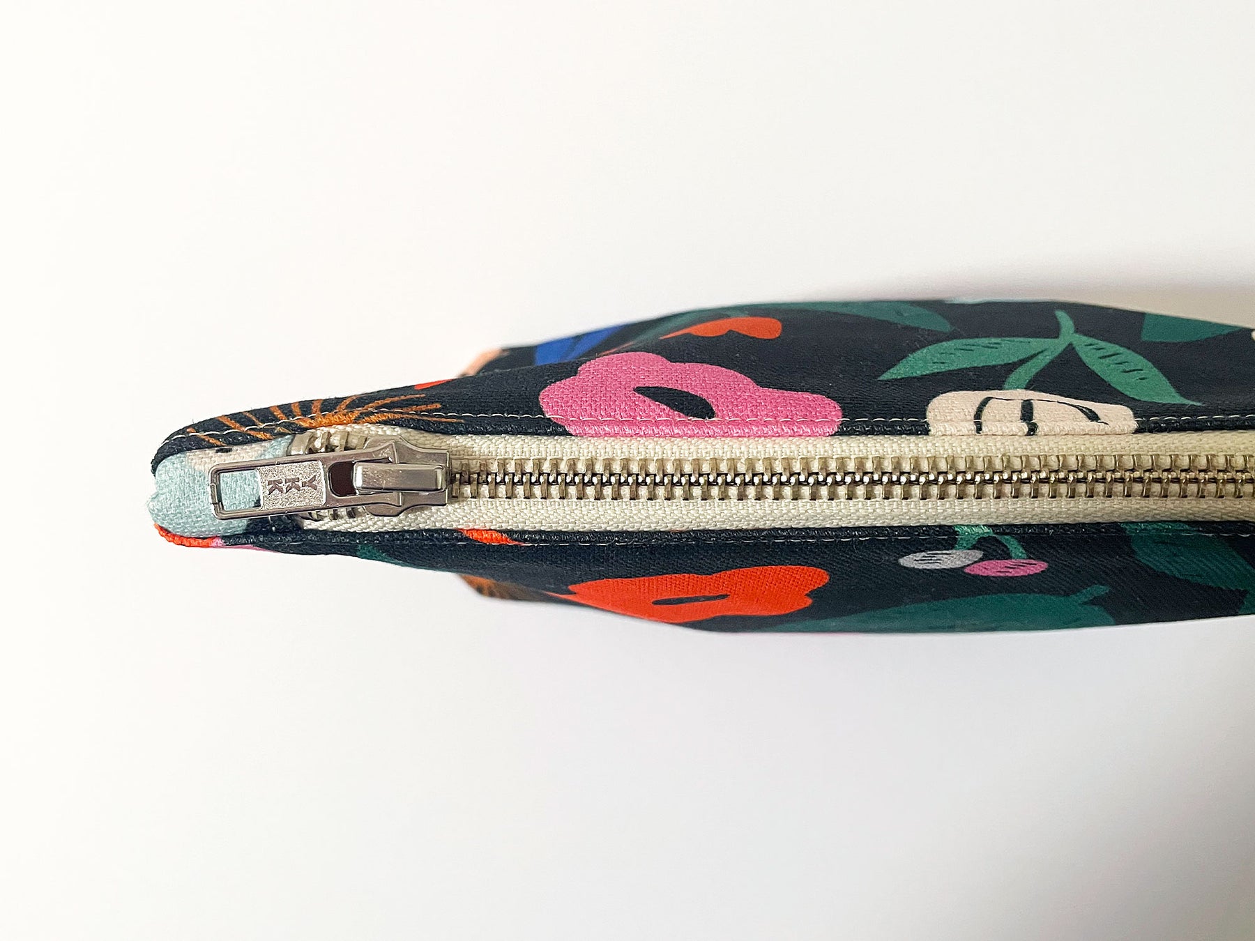 Handmade Make-up, Travel, Fabric Zip Purse - Floral Pop