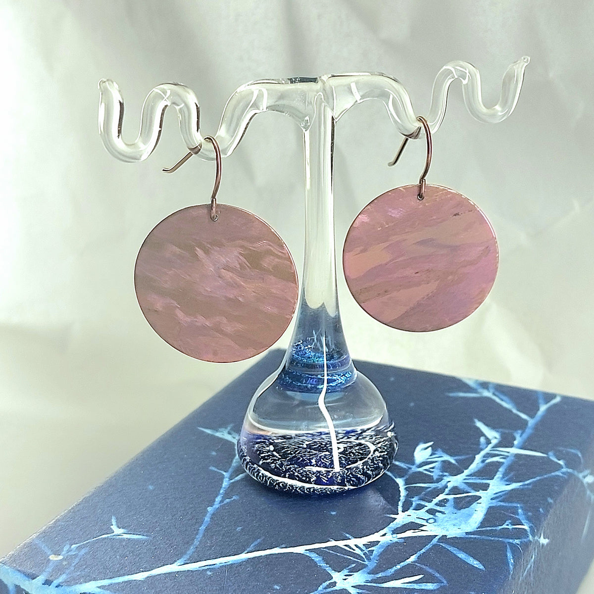 Titanium Disc Earrings- Rose Pink