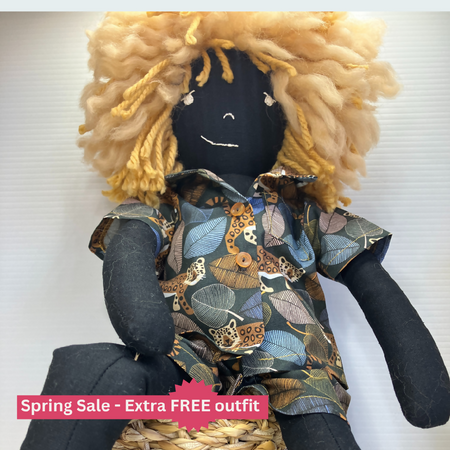 Xavier| Cute Handmade cloth doll with wild hair| 53cm