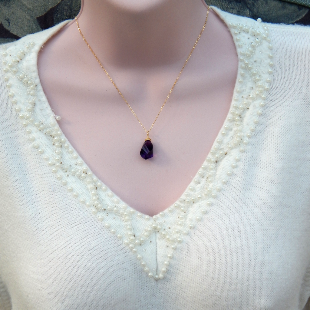 Amethyst Necklace,African Amethyst Twist Necklace,February Birthday
