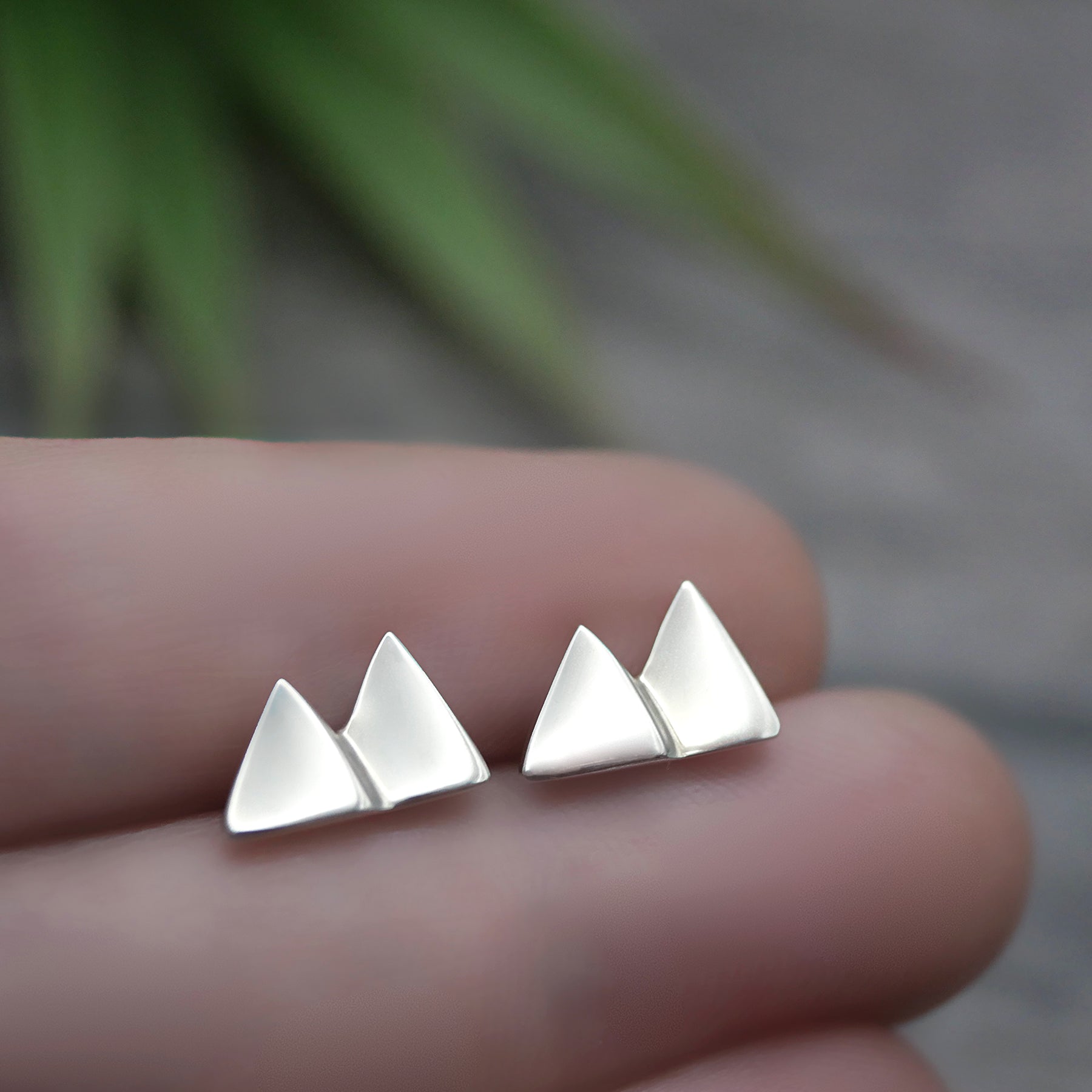 Mountain Studs - Handmade Sterling Silver Stud Earrings