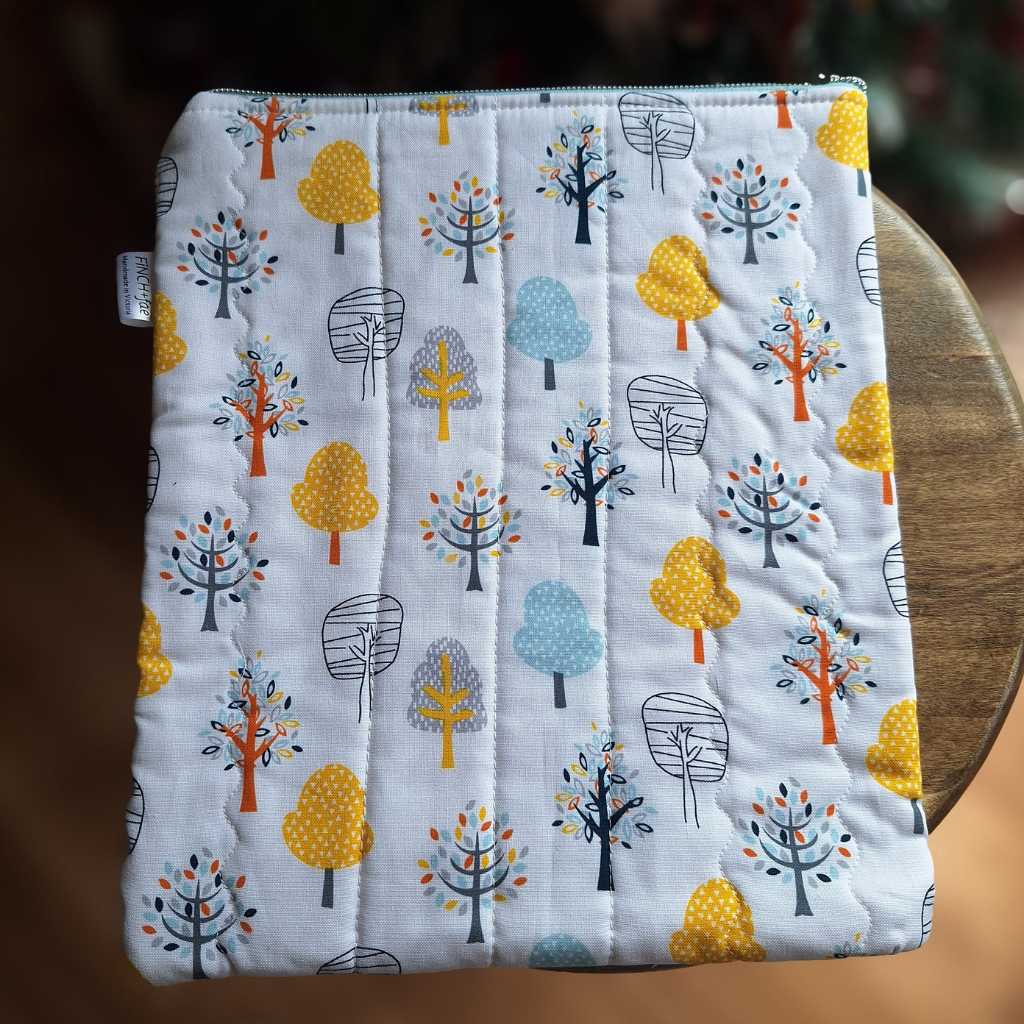 Book or tablet sleeve, handmade with zip or tie closure