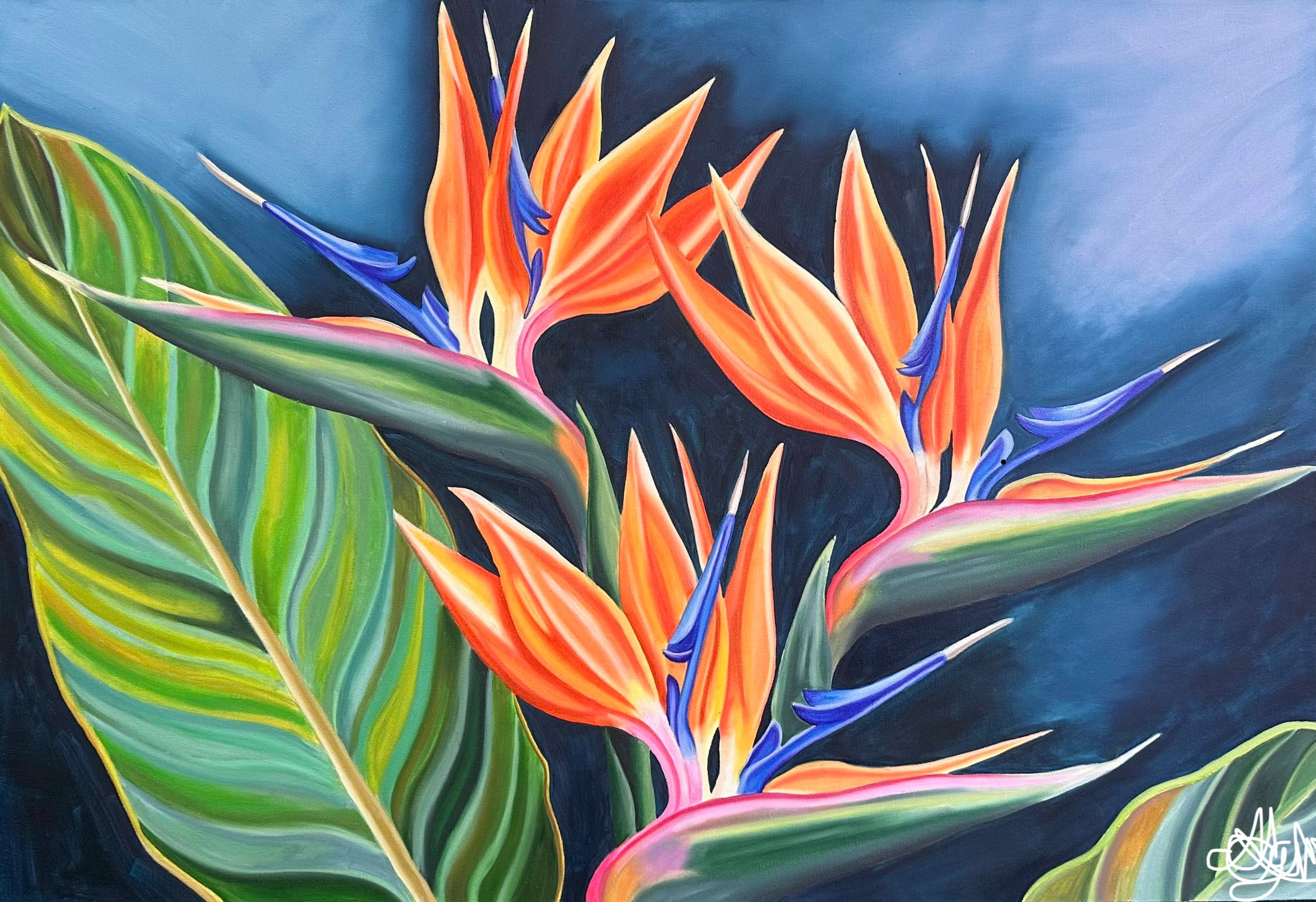 Tropical Radiance - Bird of Paradise Original Oil Painting - Hand Painted