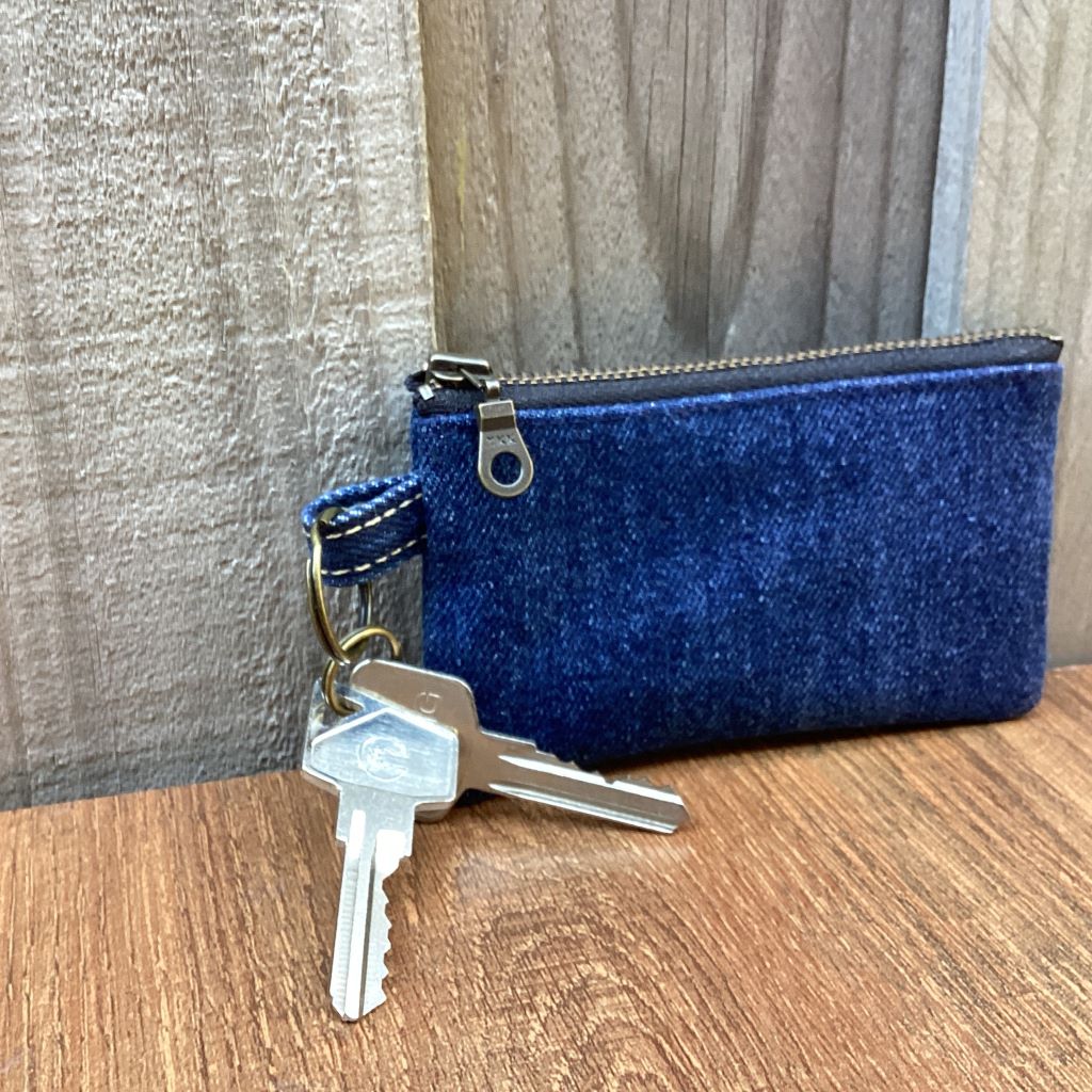 Small Keyring Pouch - Blue Upcycled Denim