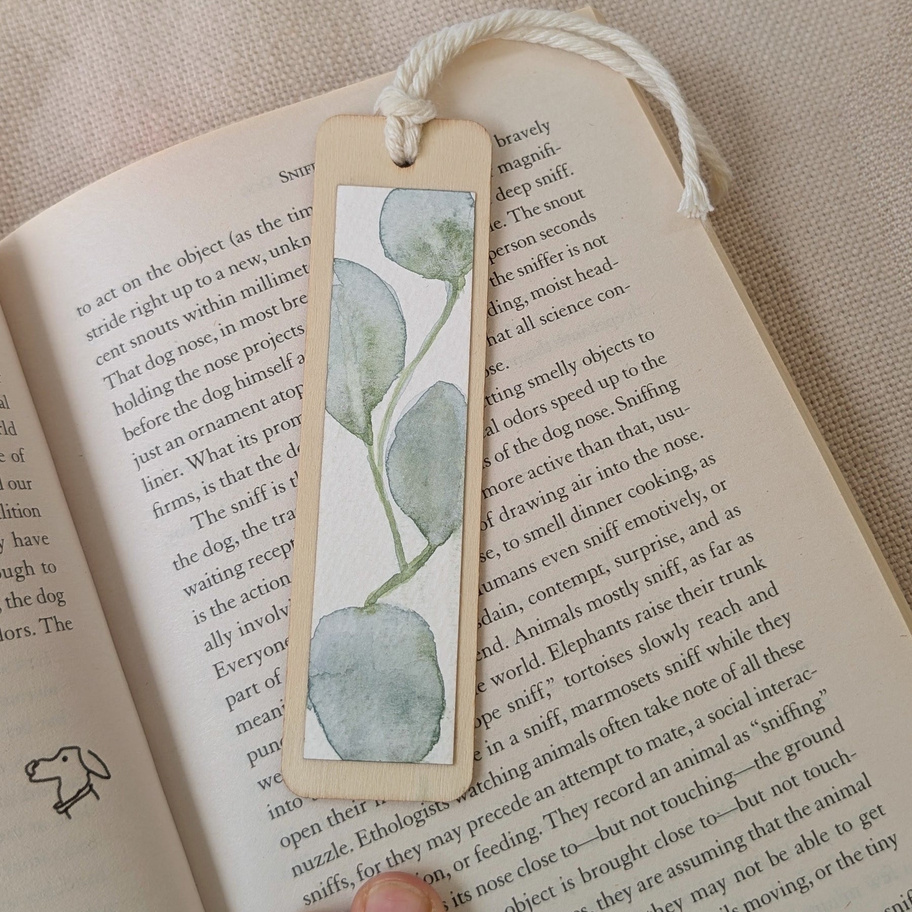 Silver Dollar Eucalyptus Watercolour Wooden Bookmark | Handmade Australian Botanical Gift