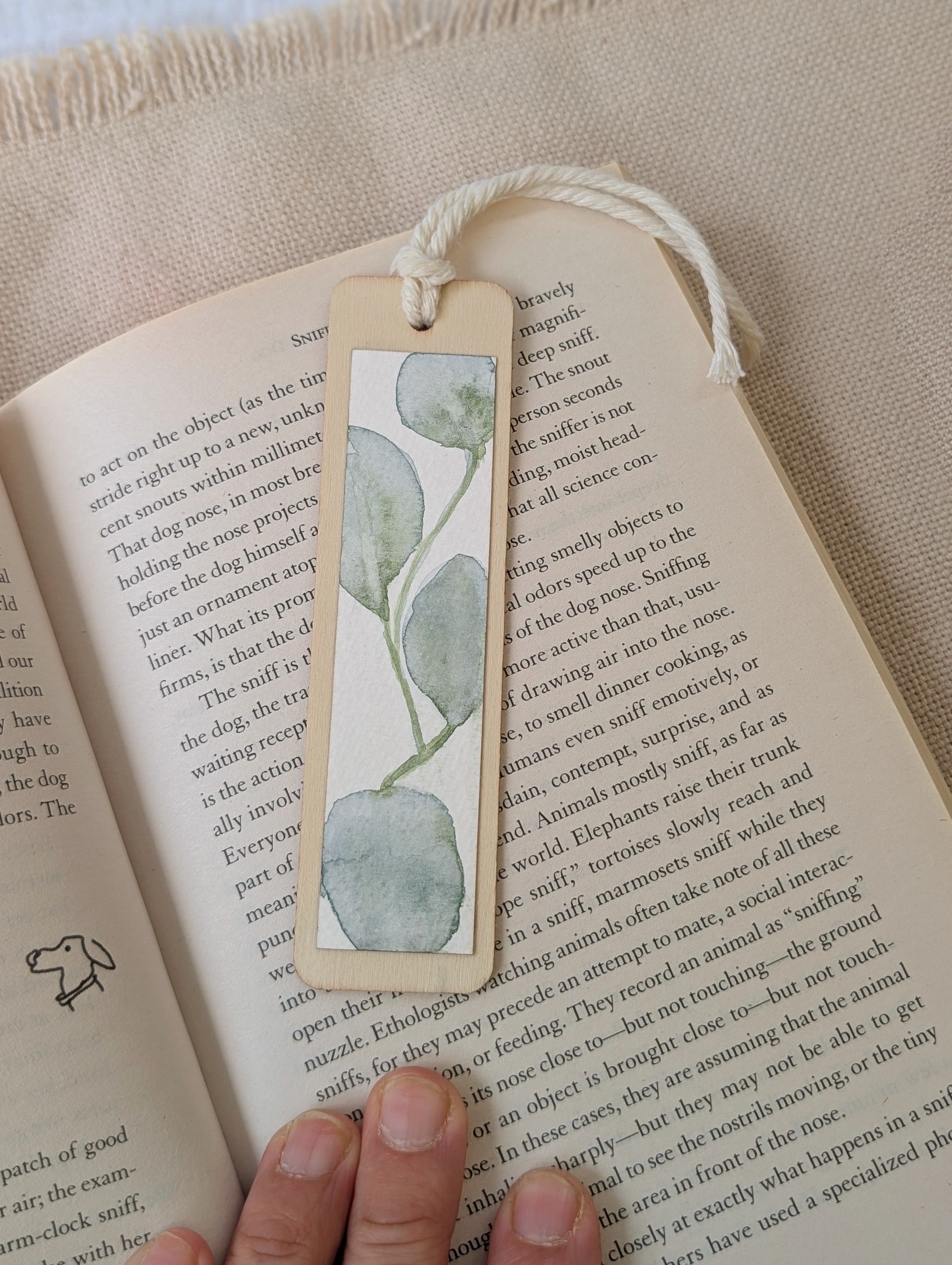 Silver Dollar Eucalyptus Watercolour Wooden Bookmark | Handmade Australian Botanical Gift