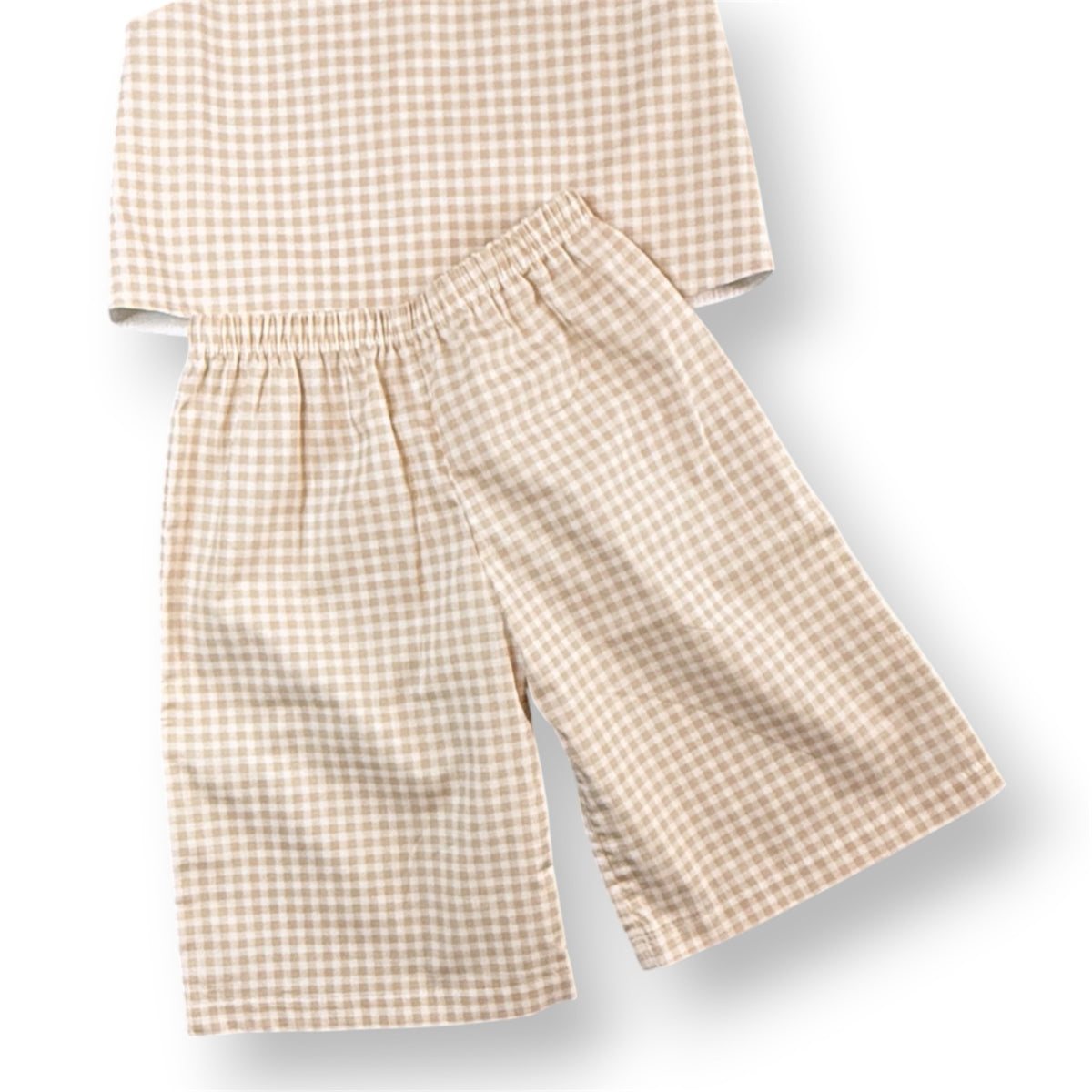 SIZE 2 Beige Gingham Crop Top & 3/4 Pants Girls Outfit