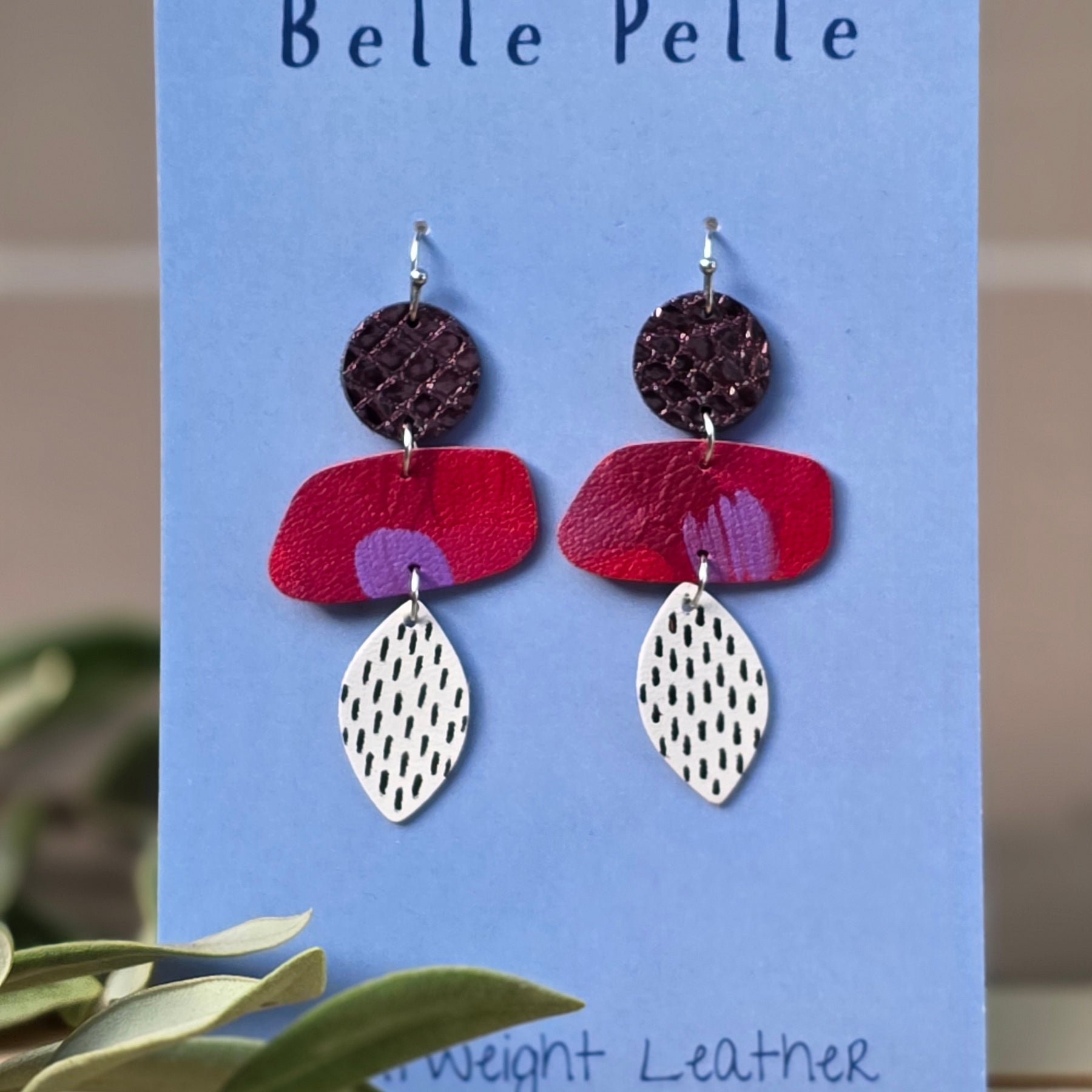 Dolce Musa Leather Earrings (contemporary edition) – Berry