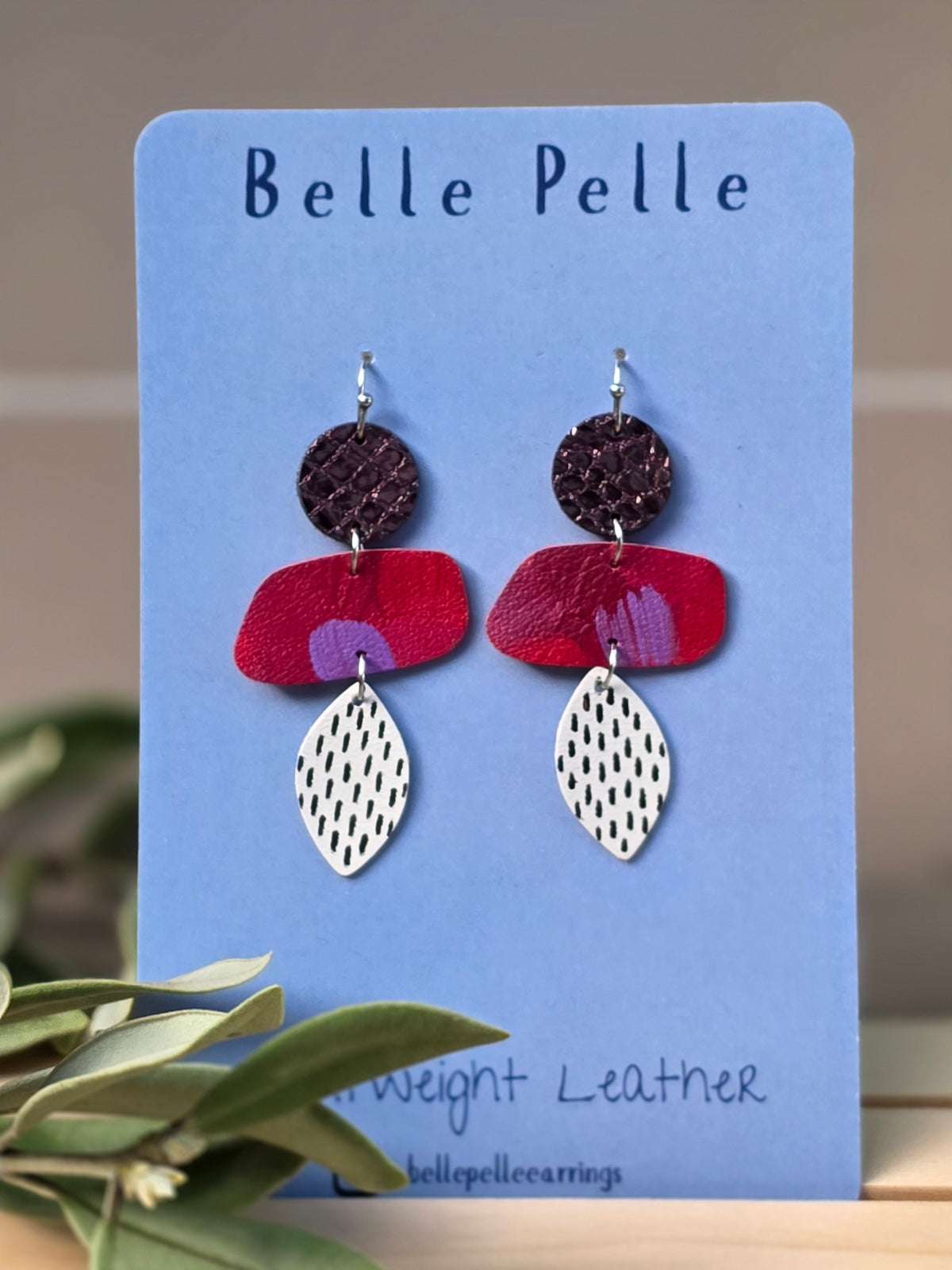 Dolce Musa Leather Earrings (contemporary edition) – Berry