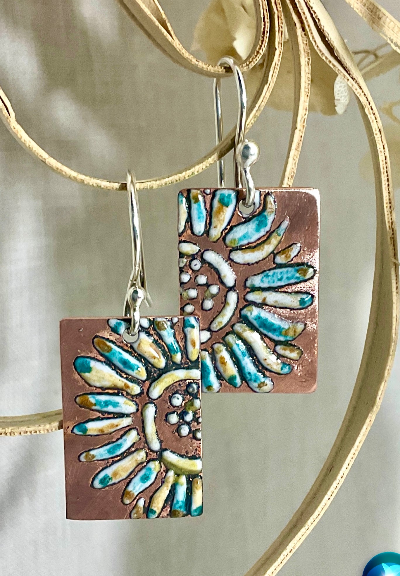 Embossed enamel. Handmade earrings. 3 designs