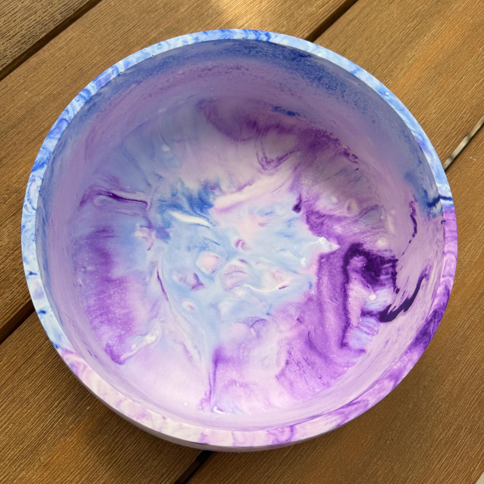 Large soy wax concrete bowl candle with burgundy peony and roses