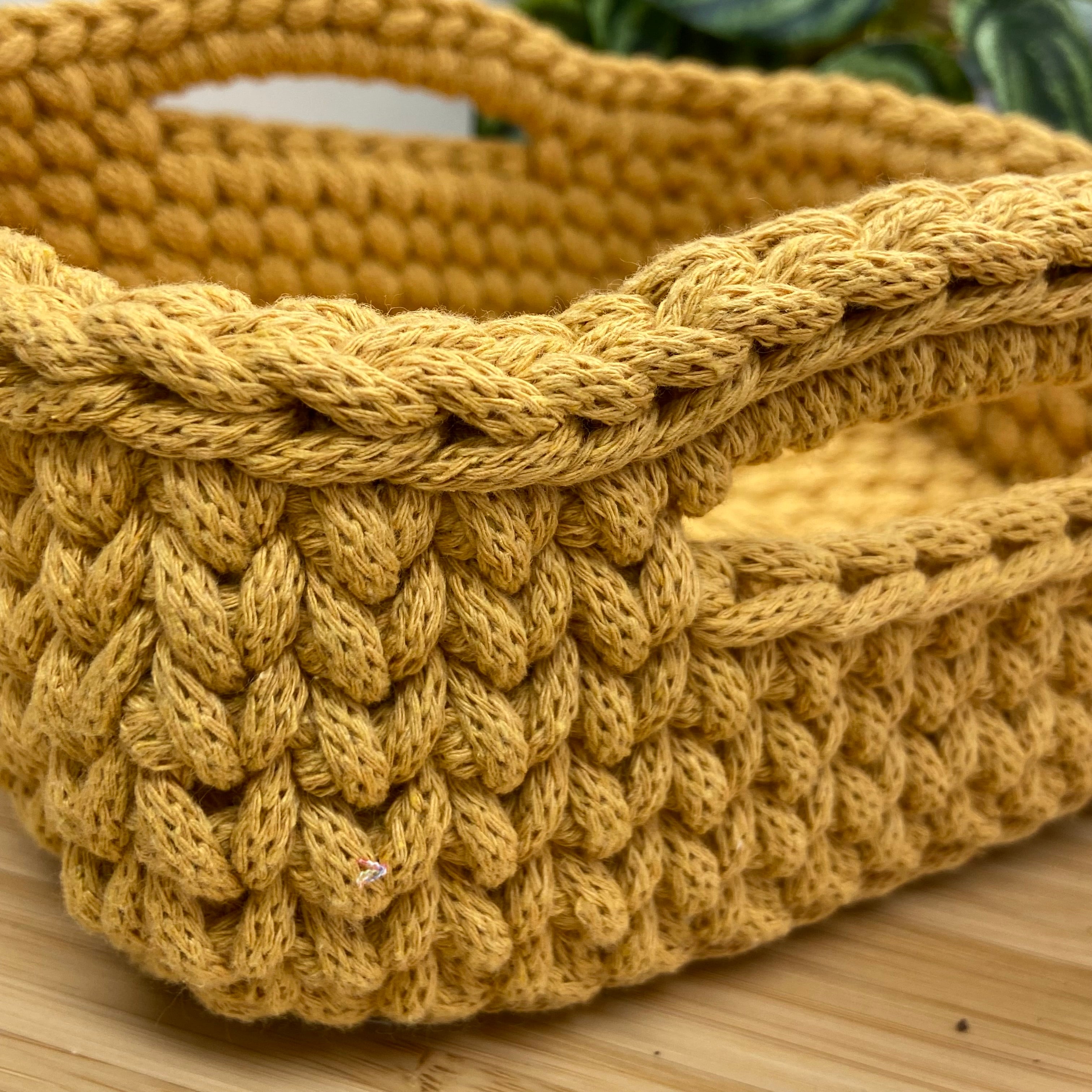 Handmade Crochet Basket - Mustard - Large