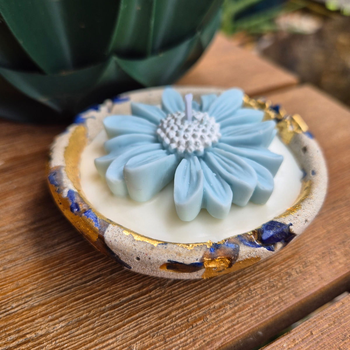 Scented organic shaped stone bowl candle with black raspberry