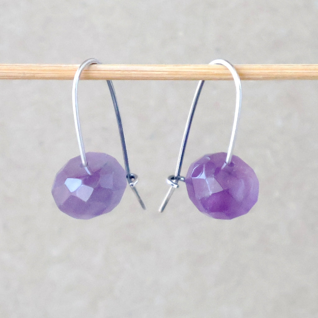 Handcrafted Faceted Amethyst Earrings - February Birthstone