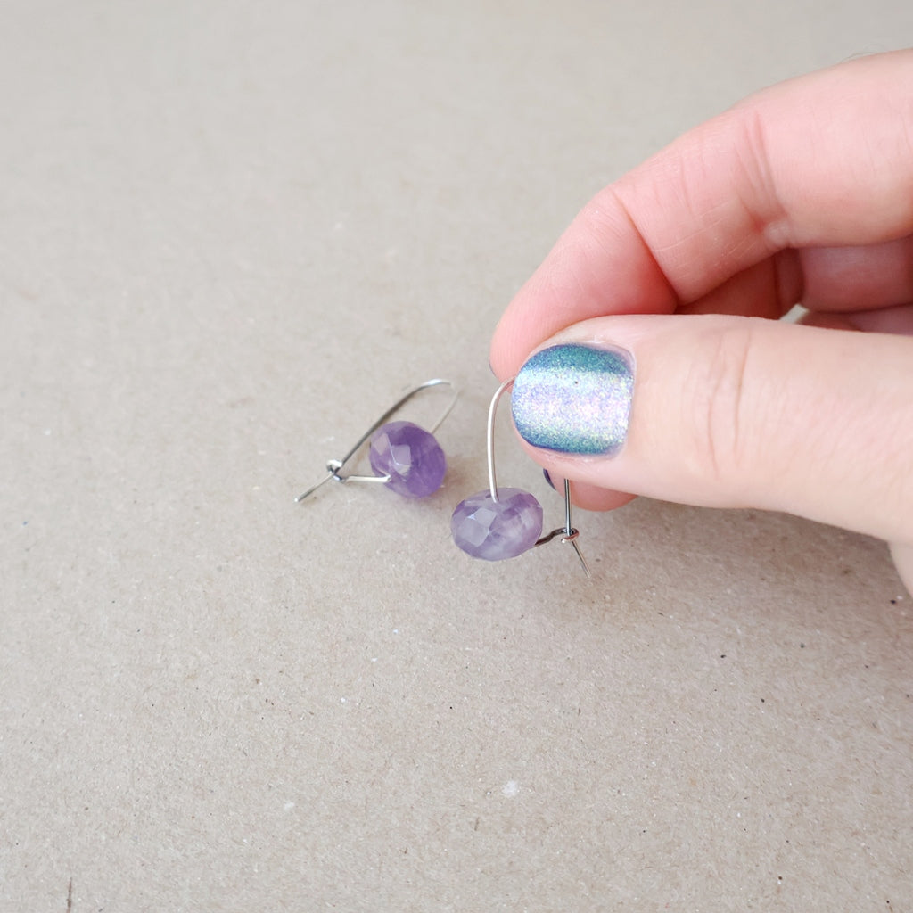 Handcrafted Faceted Amethyst Earrings - February Birthstone