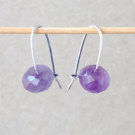 Handcrafted Faceted Amethyst Earrings - February Birthstone