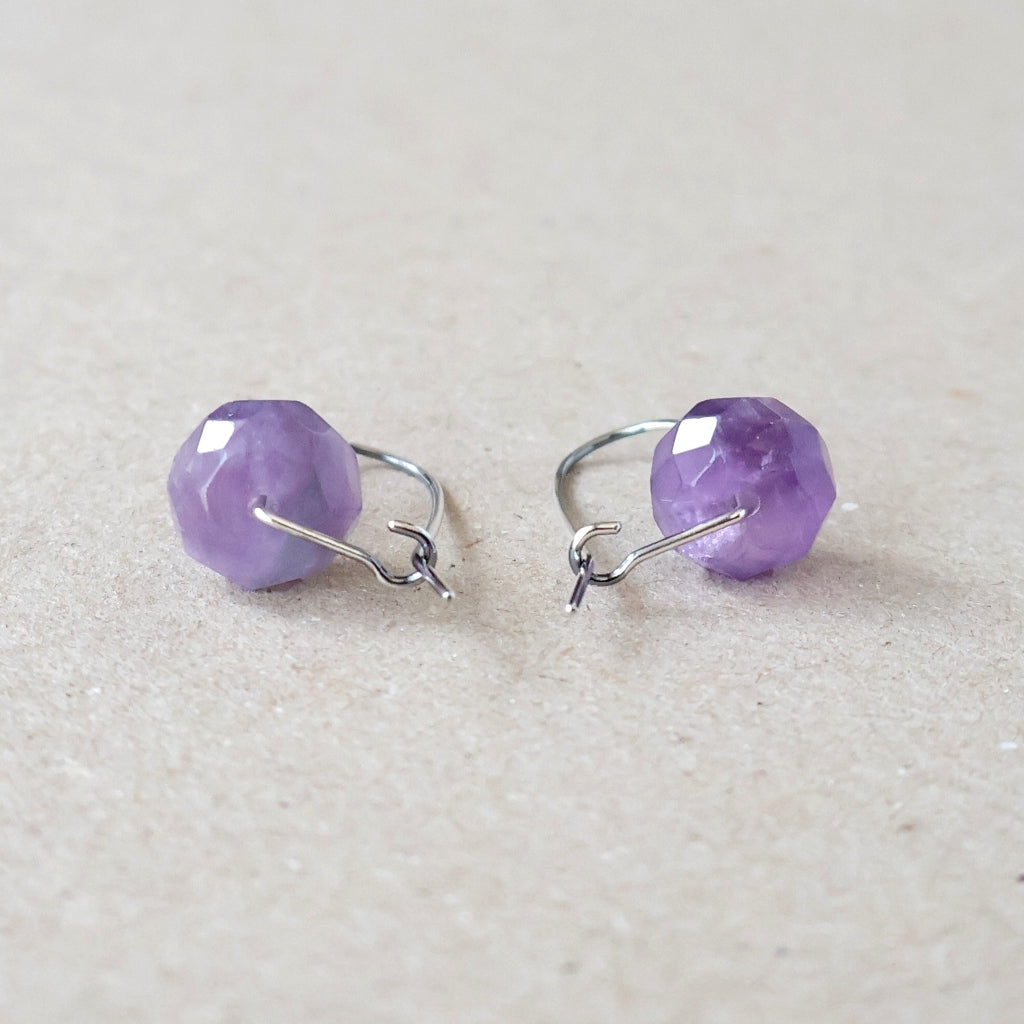 Handcrafted Faceted Amethyst Earrings - February Birthstone